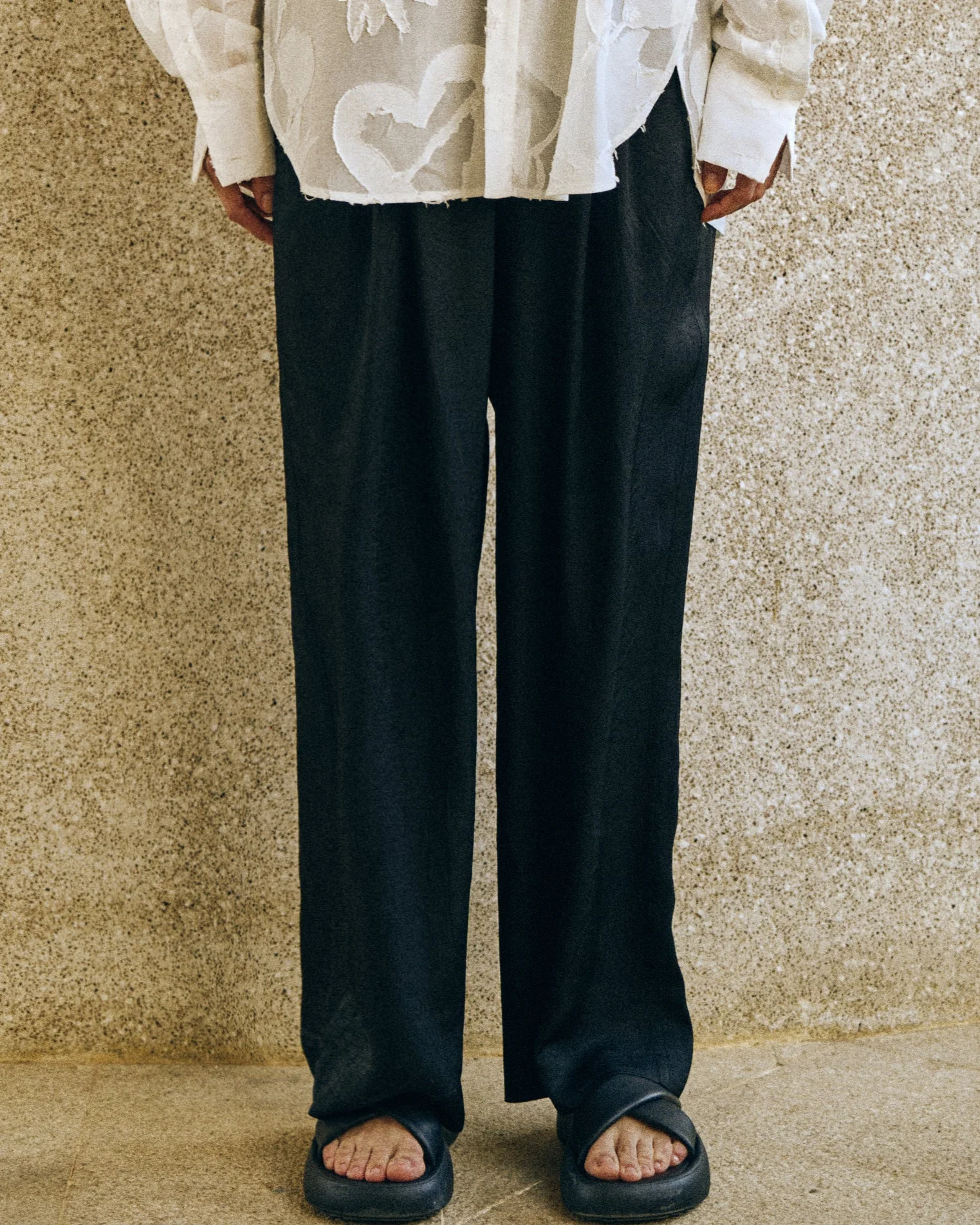 "Beach Blossom" Wide-Leg Pants - Black - Image 6