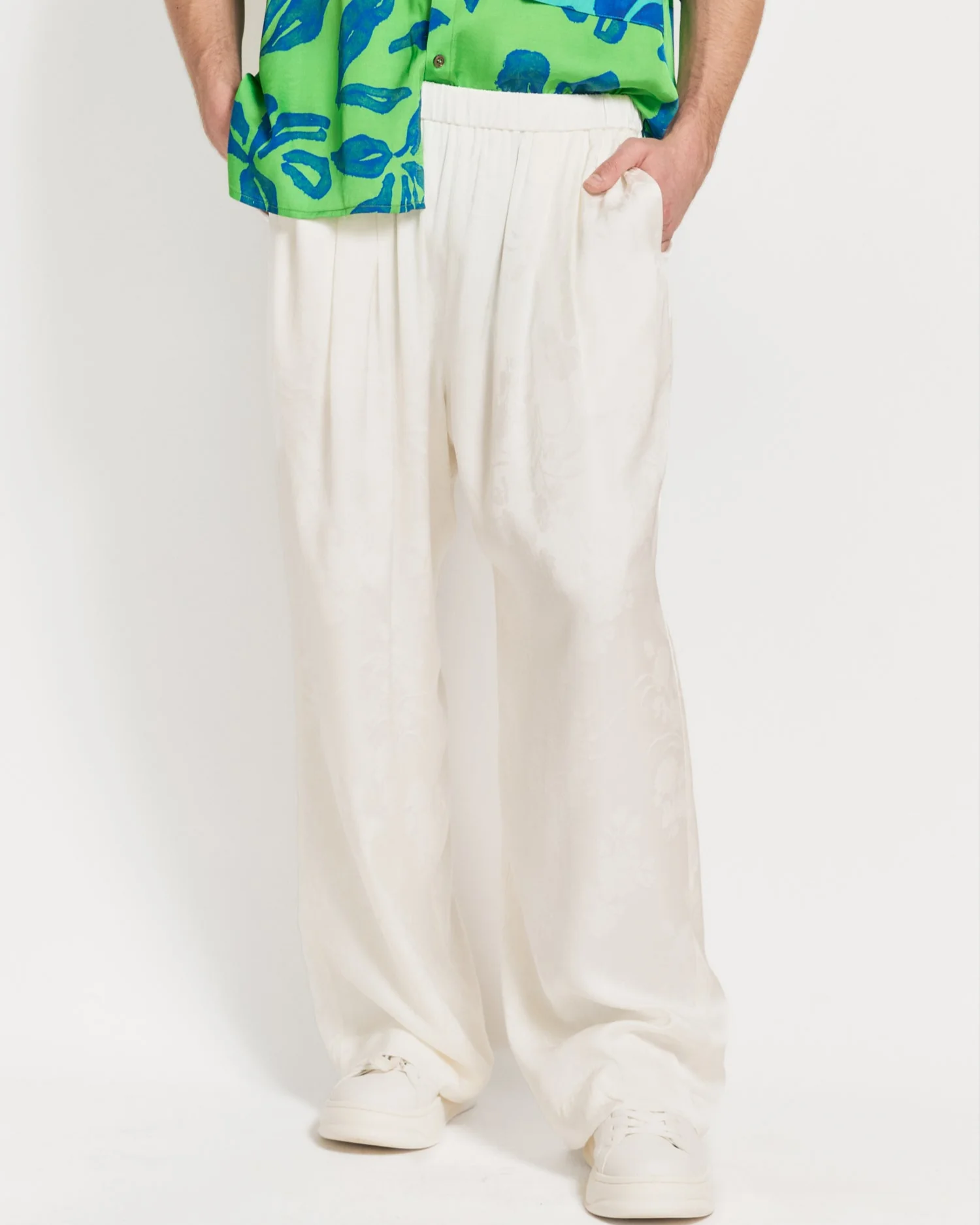 "Beach Blossom" Wide-Leg Pants - White - Image 4