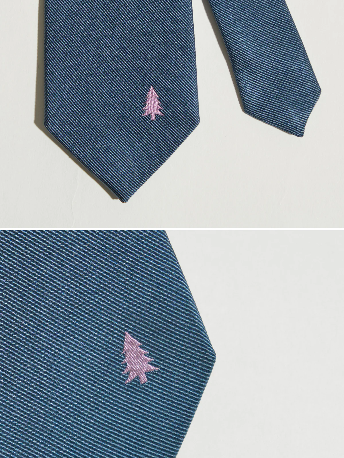 "Blush Pine" Silk Tie - Navy Blue - Image 5