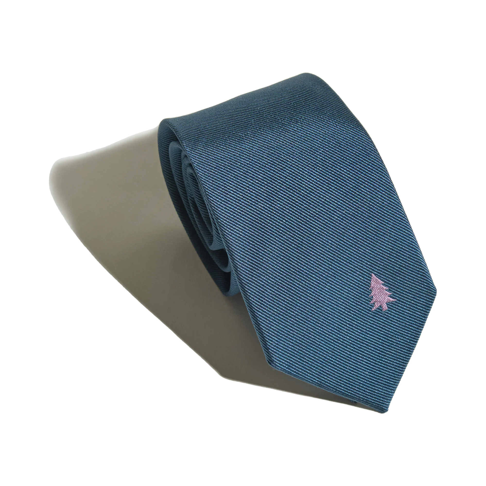"Blush Pine" Silk Tie - Navy Blue - Image 7
