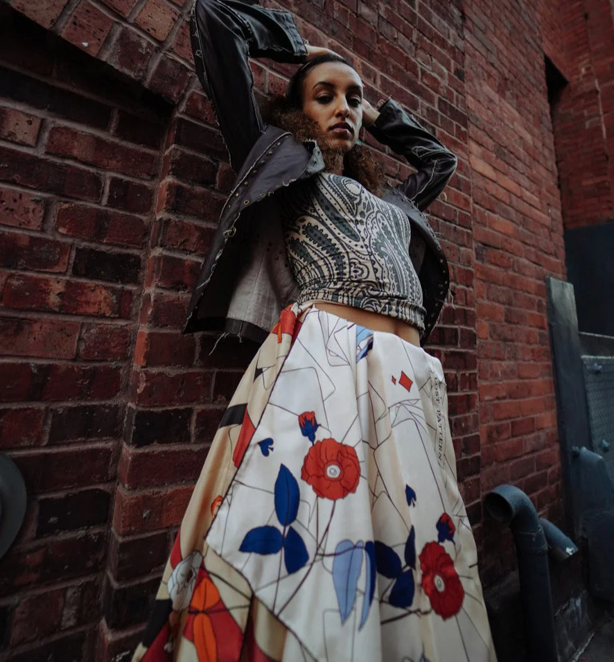 "Camellia" Large Silk Square Scarf - Khaki - Image 4