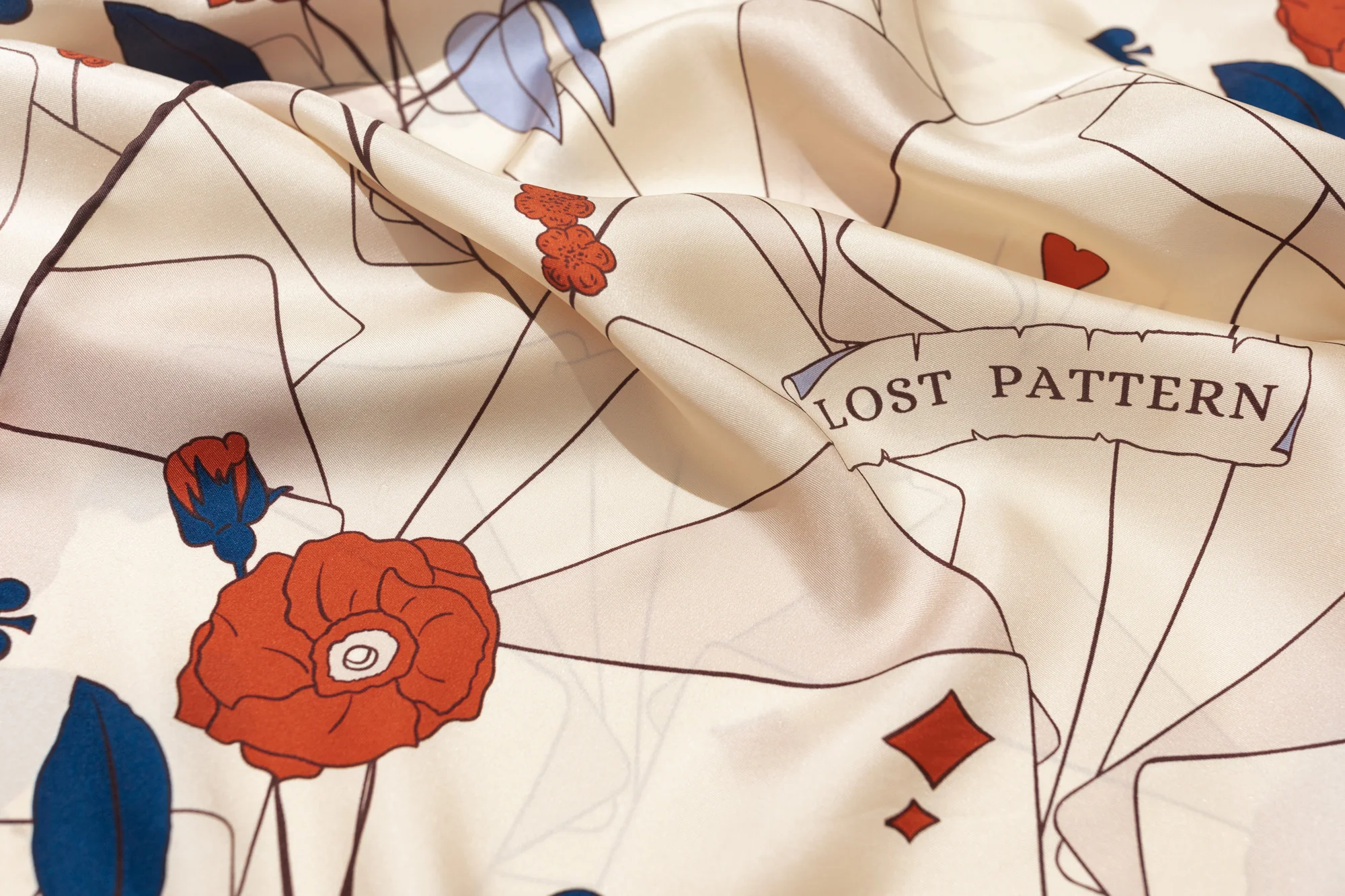 "Camellia" Large Silk Square Scarf - Khaki - Image 7