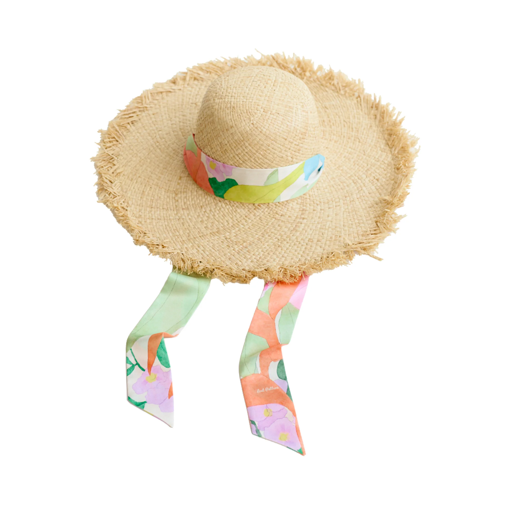 "Cartagena" Straw Hat with Ribbon Tie - Pink & Green - Image 7