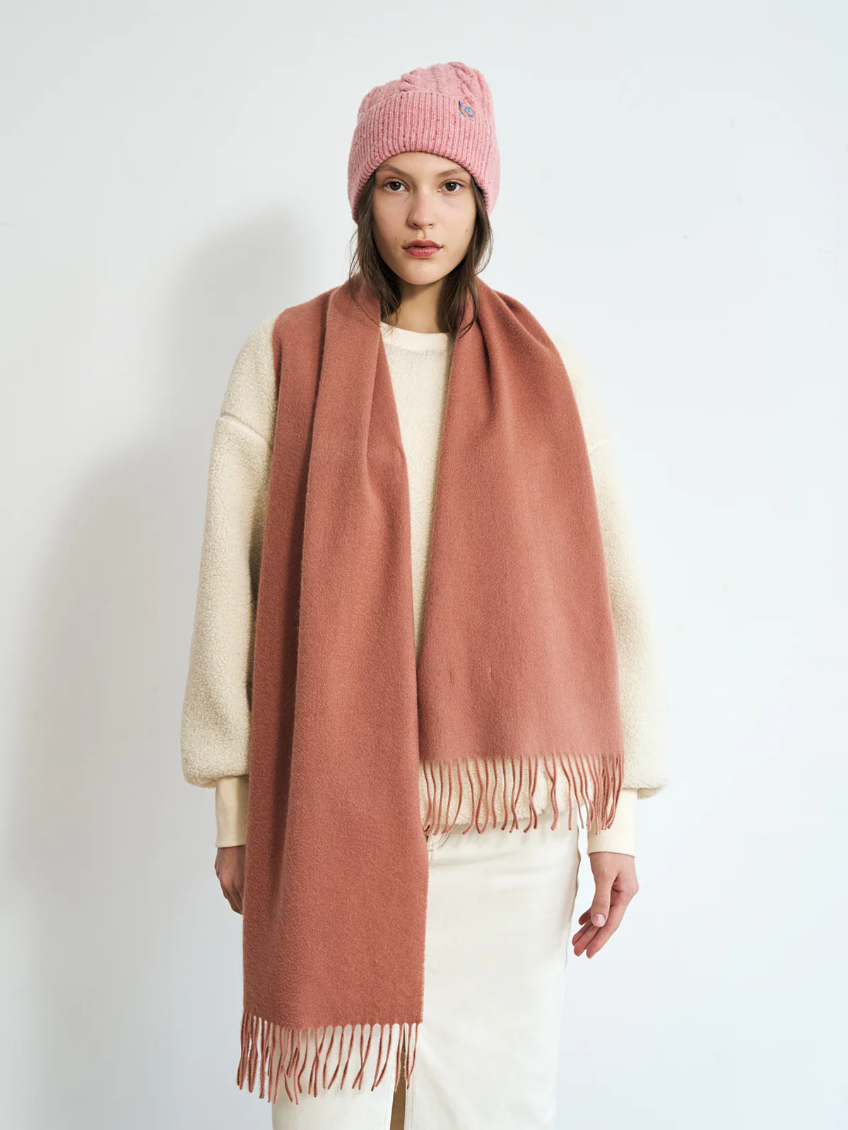 "Lost in Warmth" Classic Cashmere Scarf - Dusty Rose - Image 3