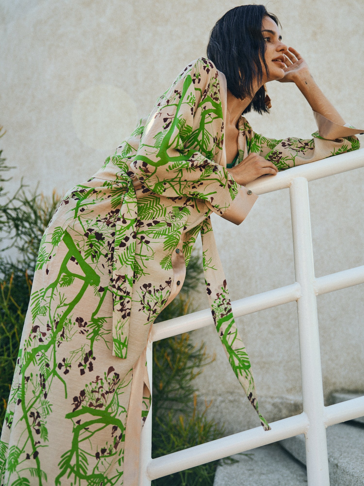 "Coco Dream" Belted Kaftan Dress - Green - Image 3