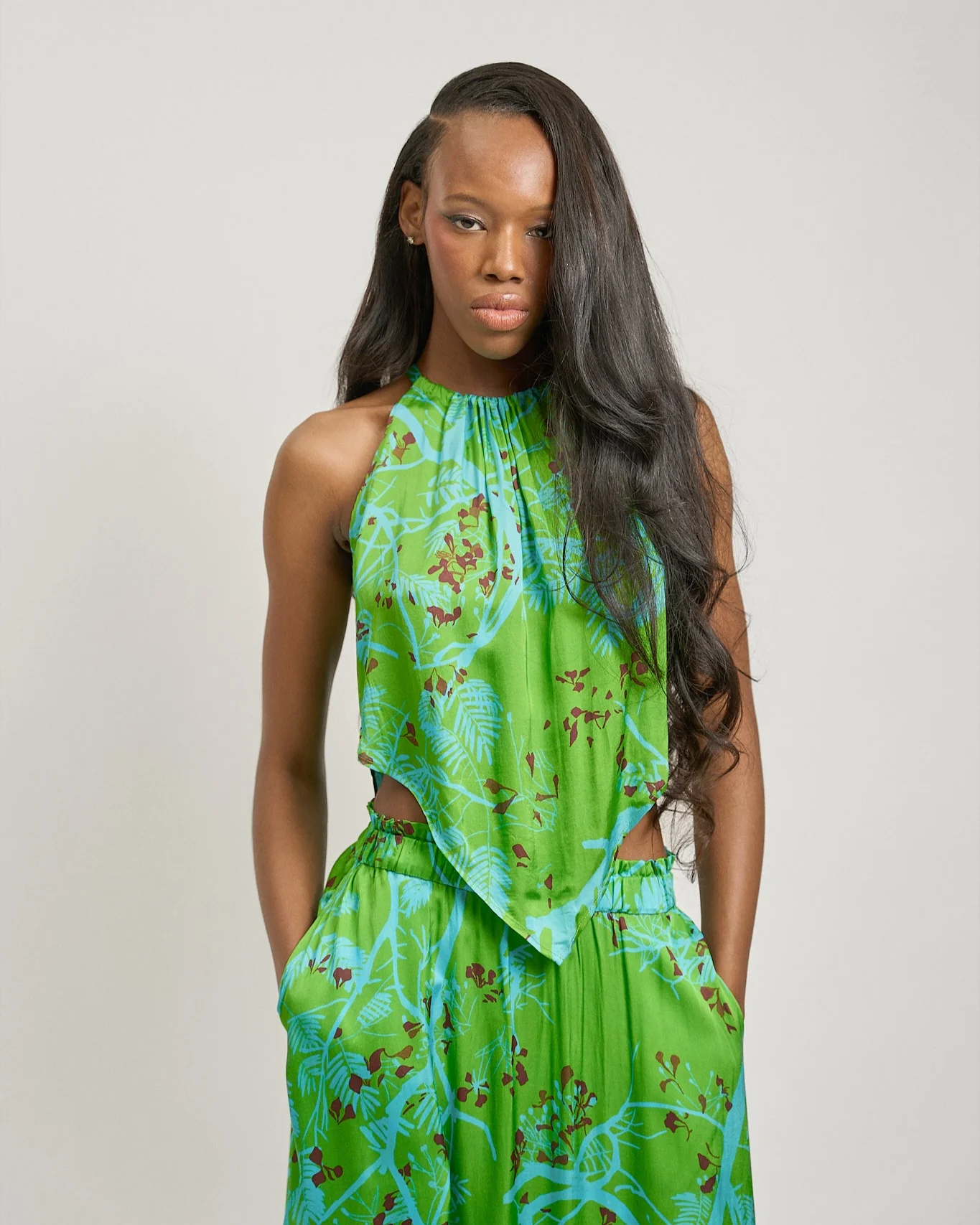 "Coco Dream" Halter Scarf Top - Green - Image 3