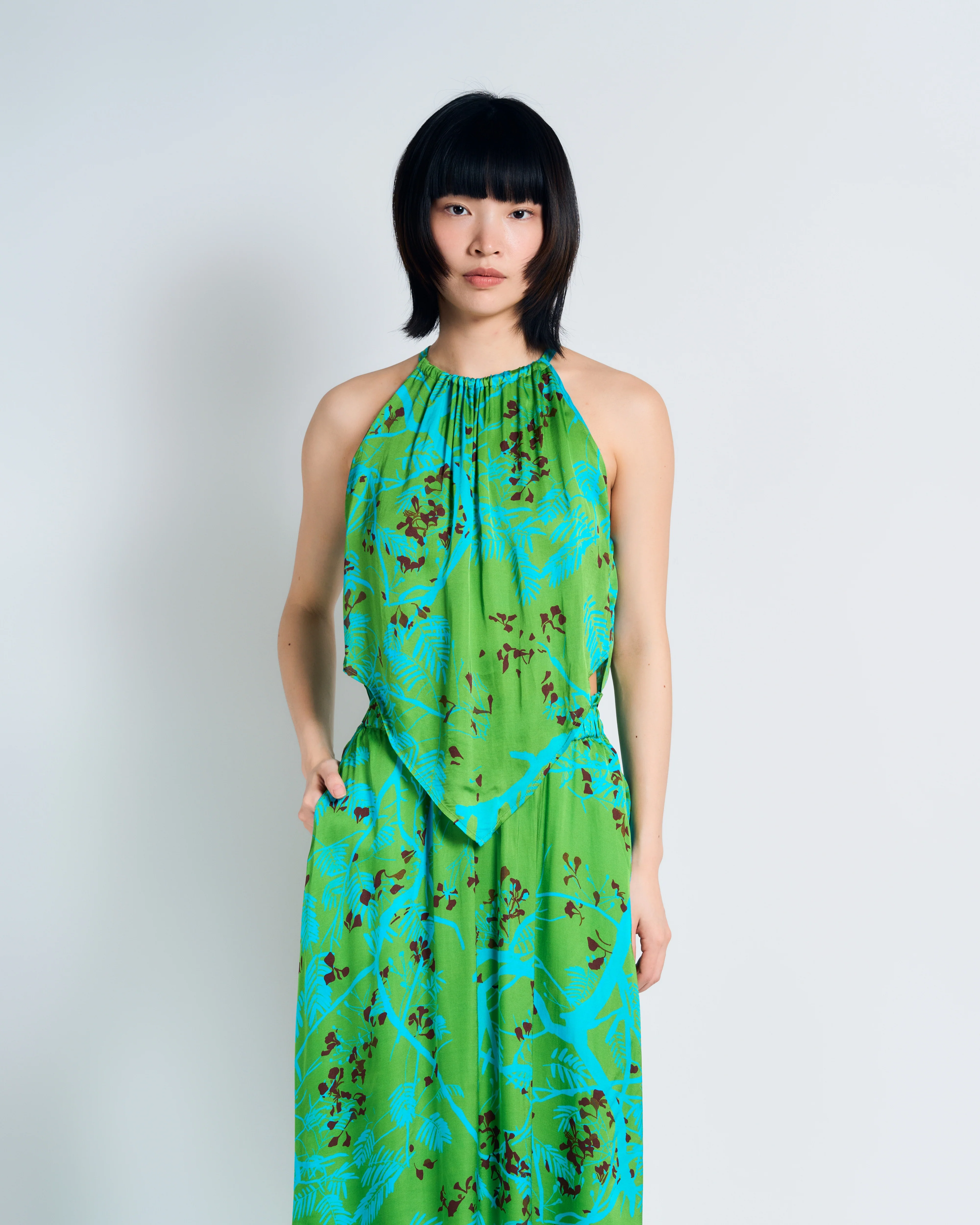 "Coco Dream" Halter Scarf Top - Green - Image 4