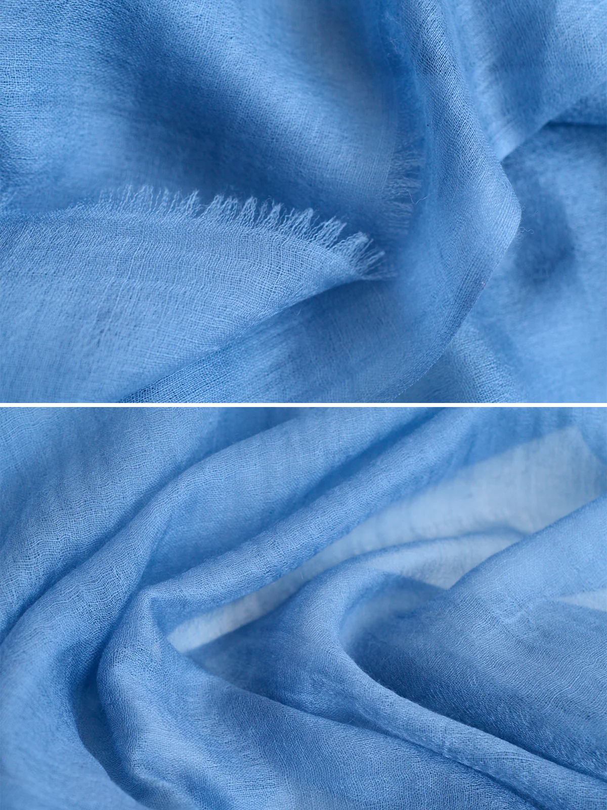 "Featherlight" Oversized Cashmere Scarf - Blue - Image 7