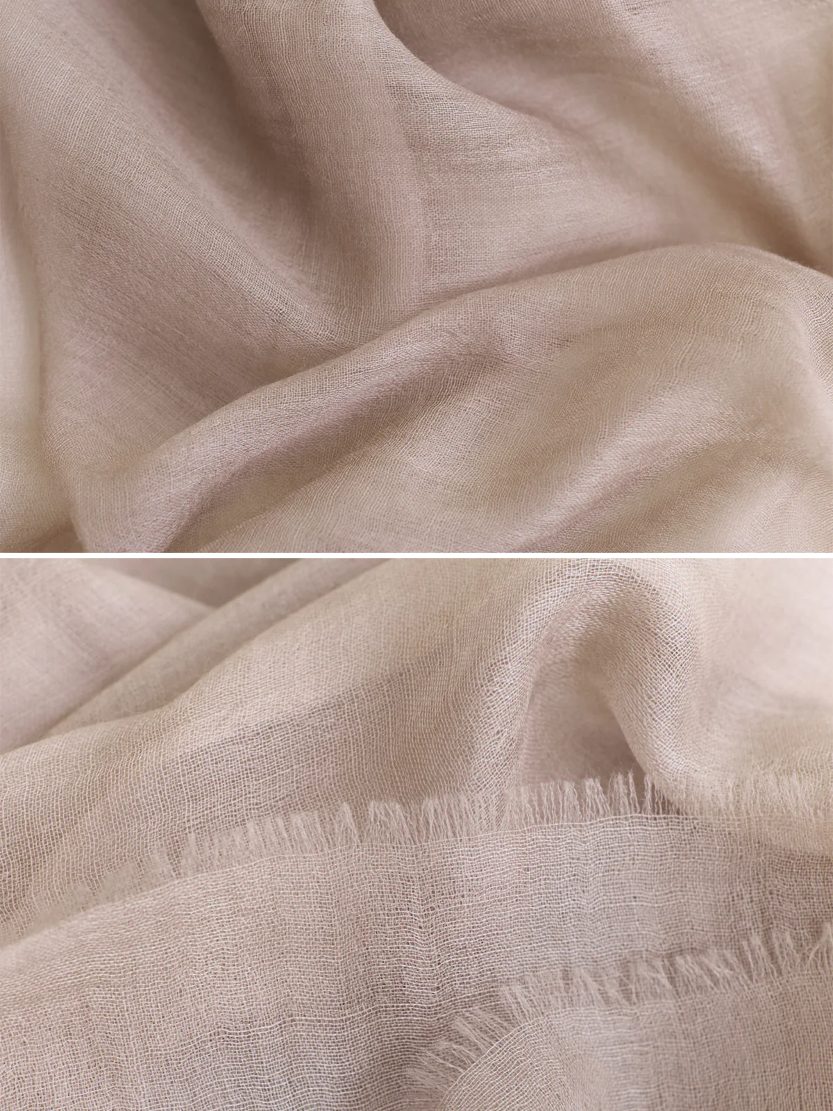 "Featherlight" Oversized Cashmere Scarf - Light Tan - Image 7