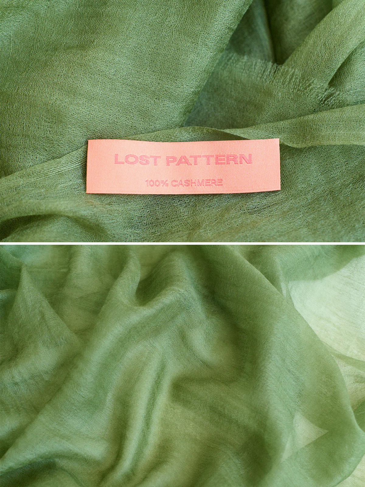 "Featherlight" Oversized Cashmere Scarf - Olive Green - Image 6