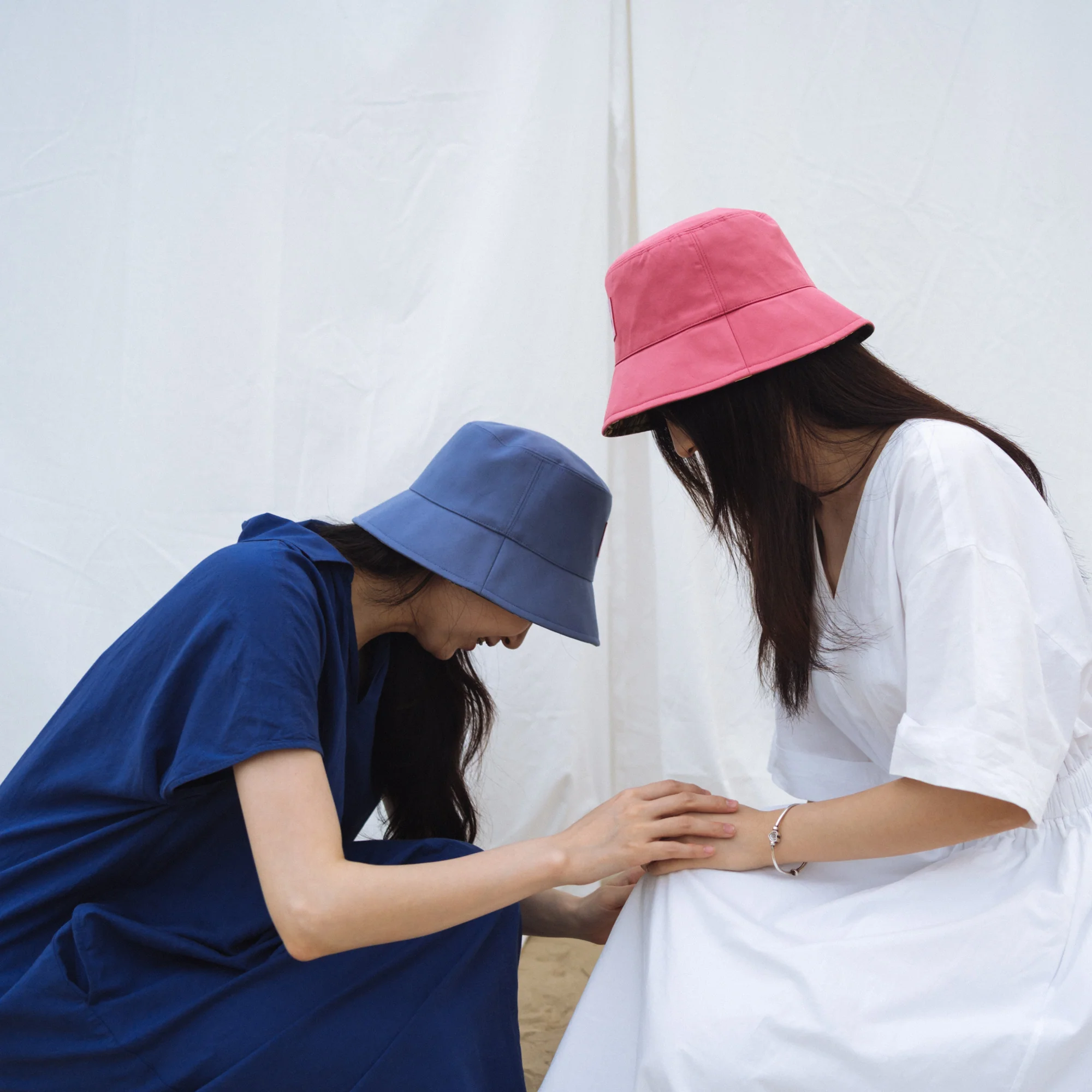 "Forest" Cotton Reversible Bucket Hat - Blue - Image 3