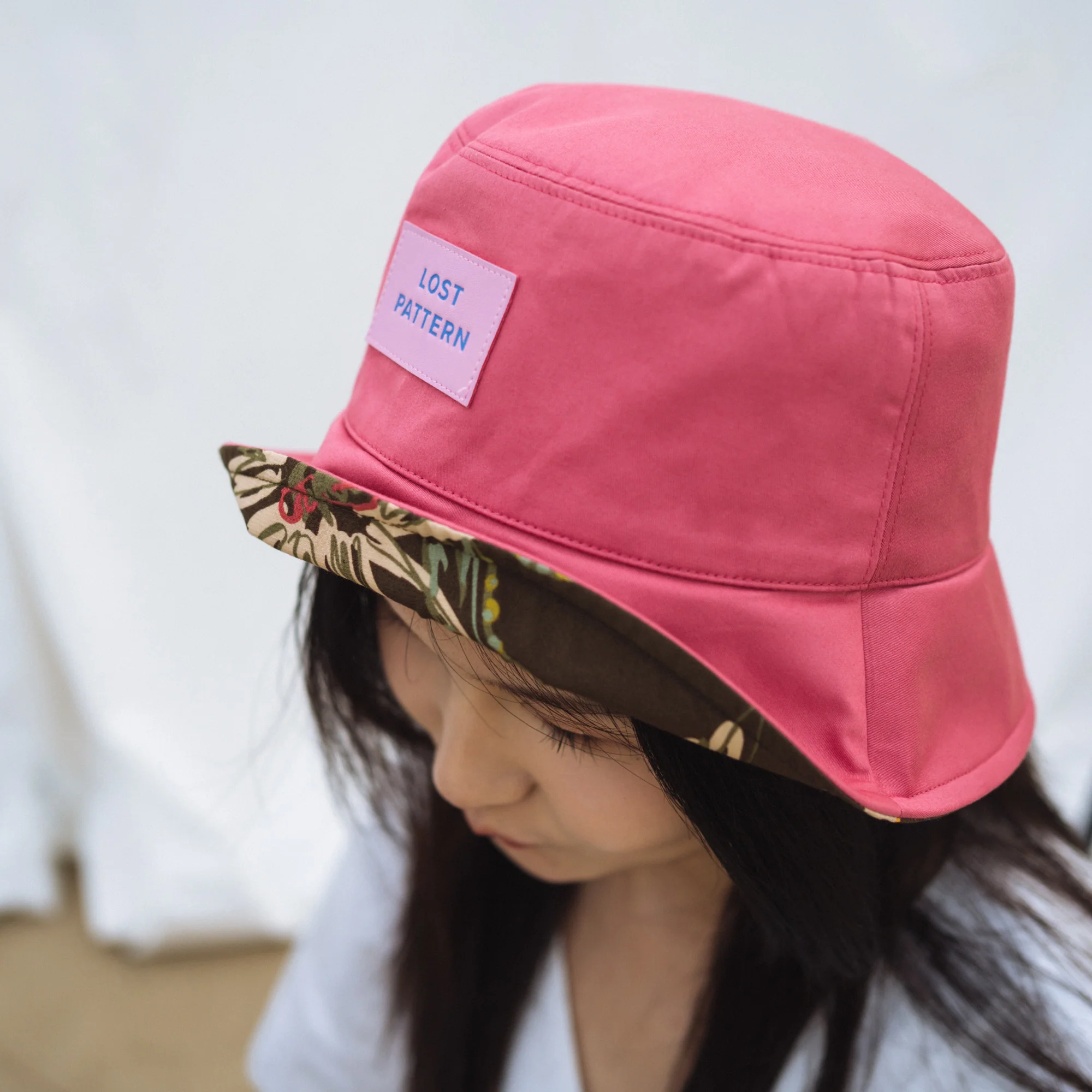 "Forest" Cotton Reversible Bucket Hat - Rose Red - Image 4