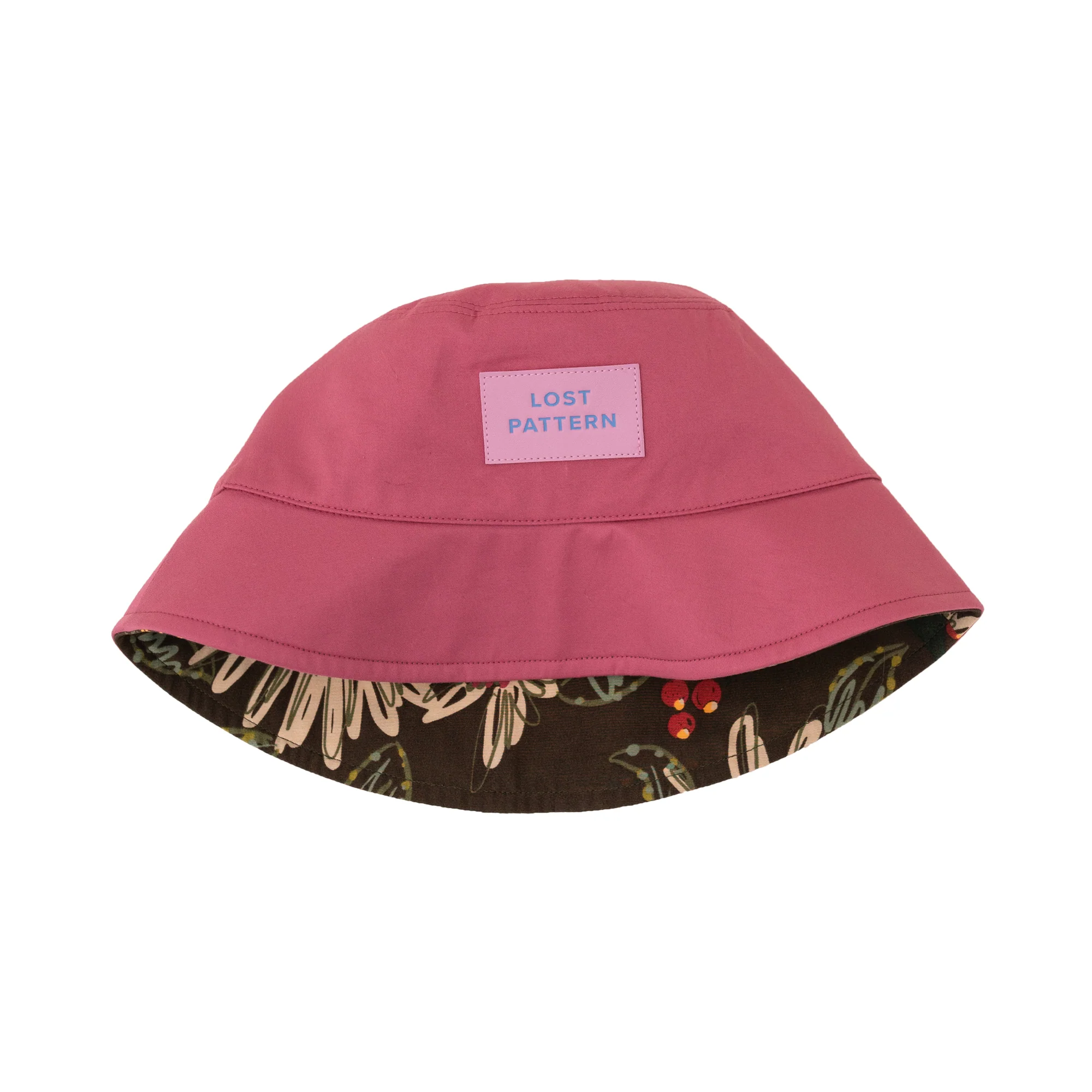 "Forest" Cotton Reversible Bucket Hat - Rose Red - Image 6