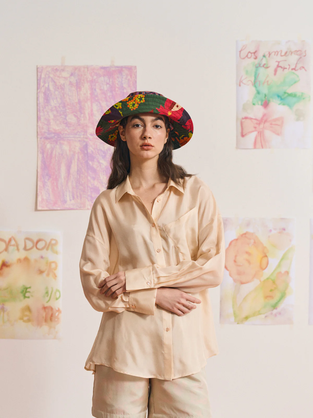 FRIDA x LOST PATTERN "Frida's Garden" Cotton Reversible Sun Hat - Green - Image 4
