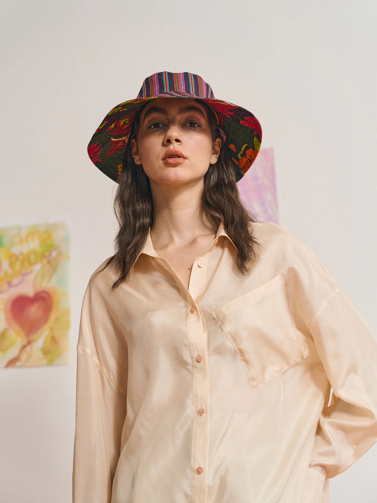 FRIDA x LOST PATTERN "Frida's Garden" Cotton Reversible Sun Hat - Green - Image 5