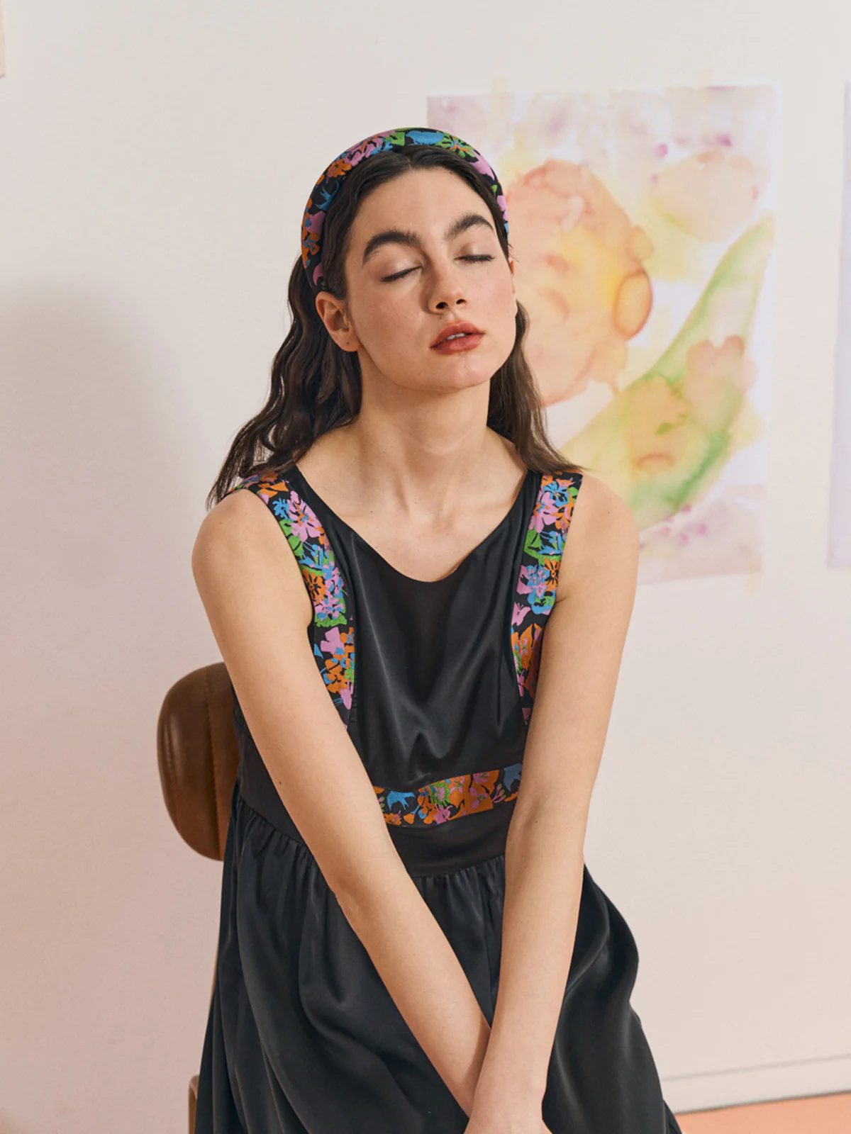 FRIDA x LOST PATTERN "Frida's Garden" Jacquard Hairband - Black - Image 3
