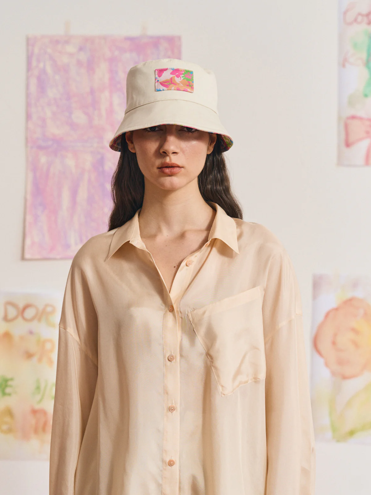 FRIDA X LOST PATTERN "Frida's Garden" Jacquard Reversible Bucket Hat - White - Image 4