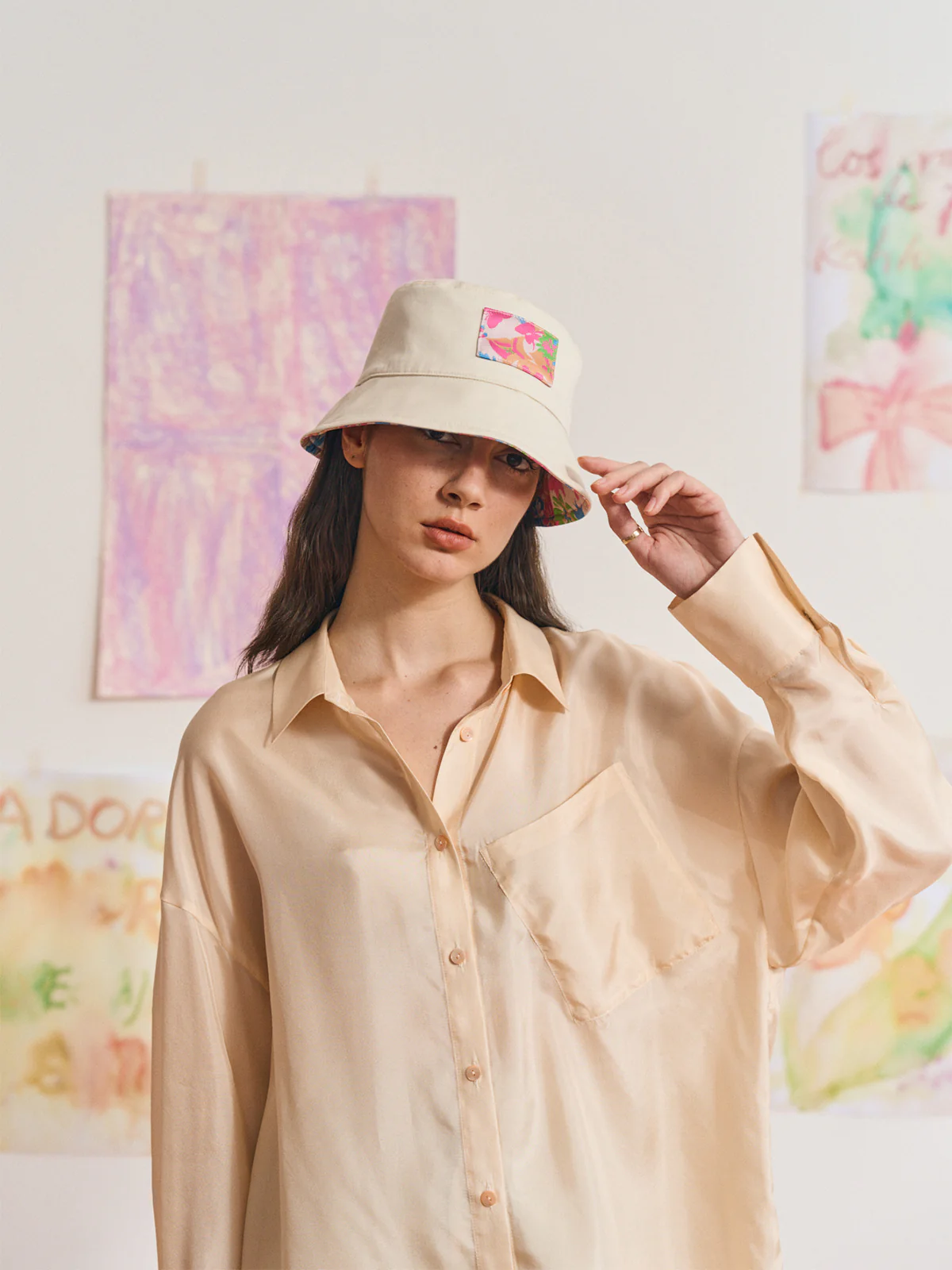 FRIDA X LOST PATTERN "Frida's Garden" Jacquard Reversible Bucket Hat - White - Image 5