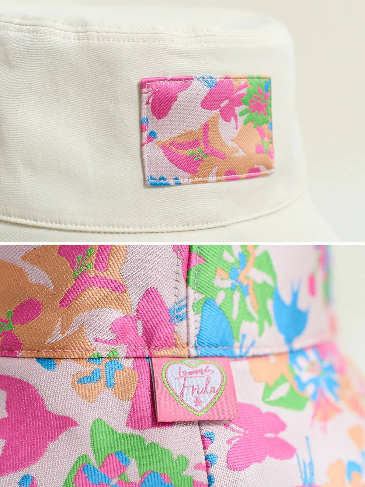 FRIDA X LOST PATTERN "Frida's Garden" Jacquard Reversible Bucket Hat - White - Image 6