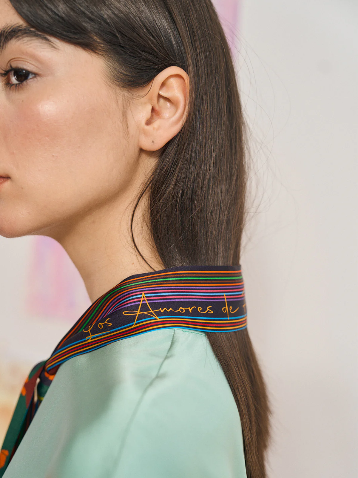 FRIDA x LOST PATTERN "Frida's Garden" Silk Skinny Scarf - Purple - Image 4