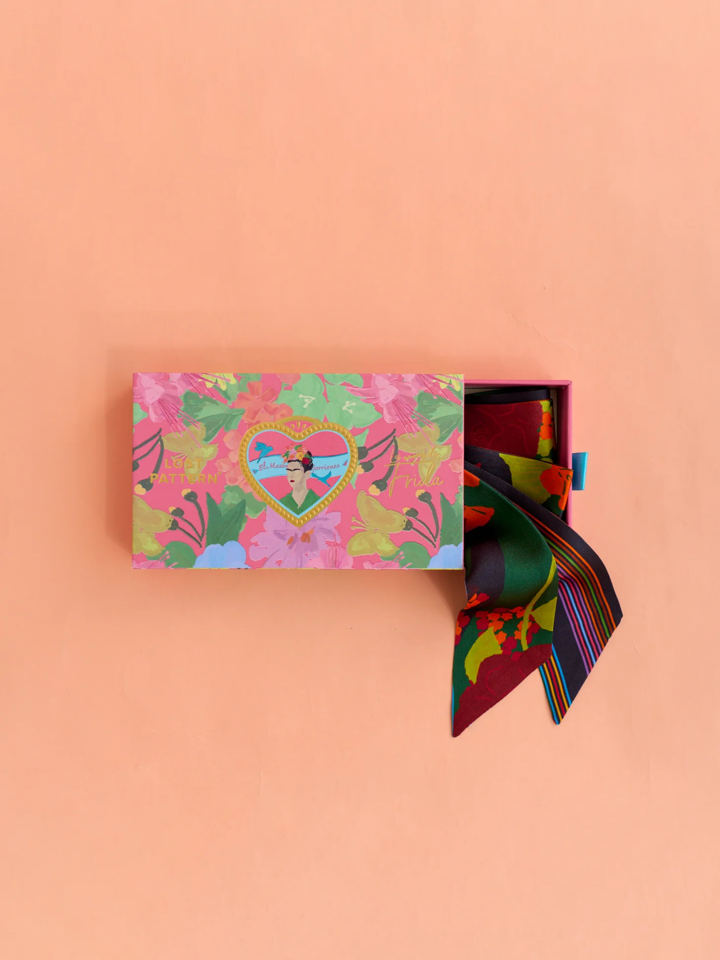 FRIDA x LOST PATTERN "Frida's Garden" Silk Skinny Scarf - Purple - Image 7