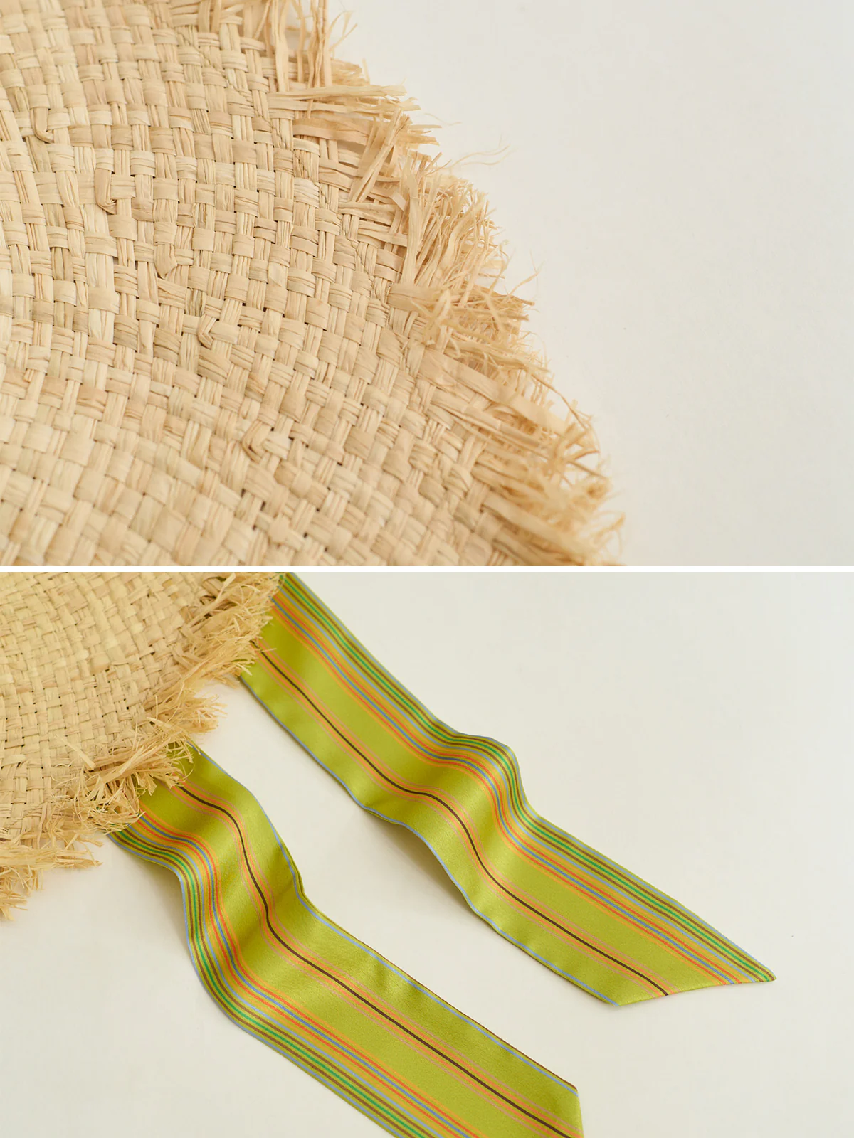 FRIDA x LOST PATTERN "Frida's Garden" Straw Hat with Ribbon Tie - Green - Image 8