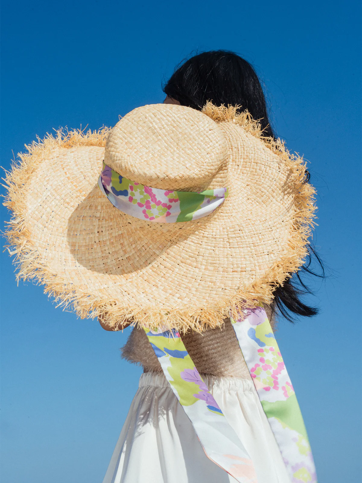 FRIDA x LOST PATTERN "Frida's Garden" Straw Hat with Ribbon Tie - Pink - Image 7