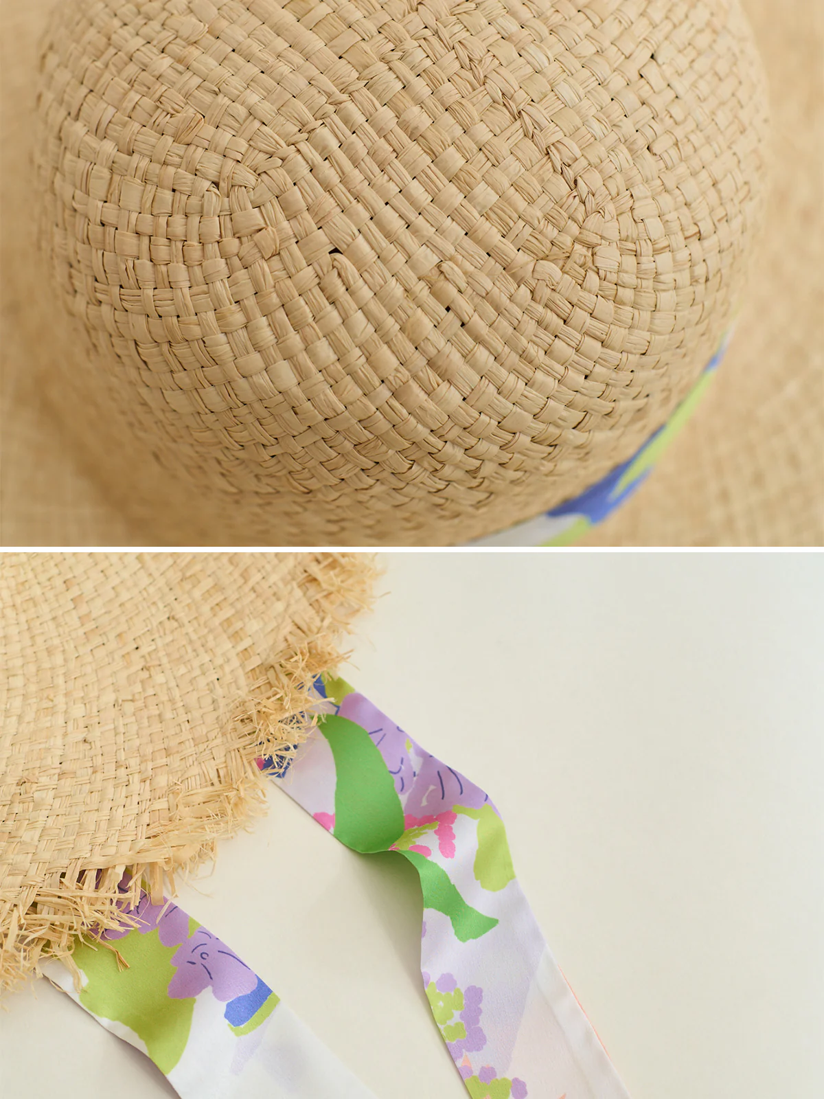 FRIDA x LOST PATTERN "Frida's Garden" Straw Hat with Ribbon Tie - Pink - Image 8