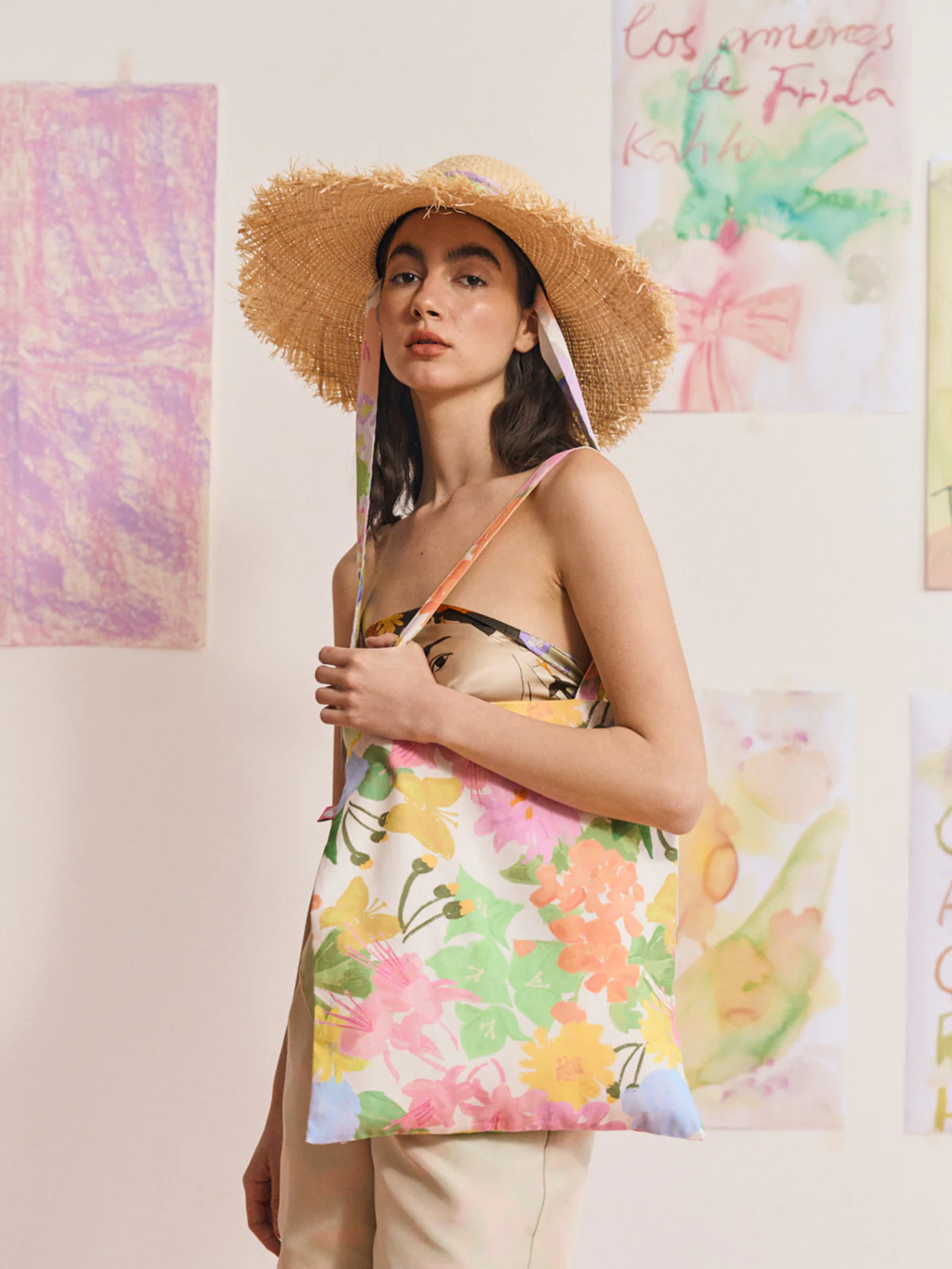 FRIDA x LOST PATTERN "Frida's Garden" Tote Bag - Pink - Image 4