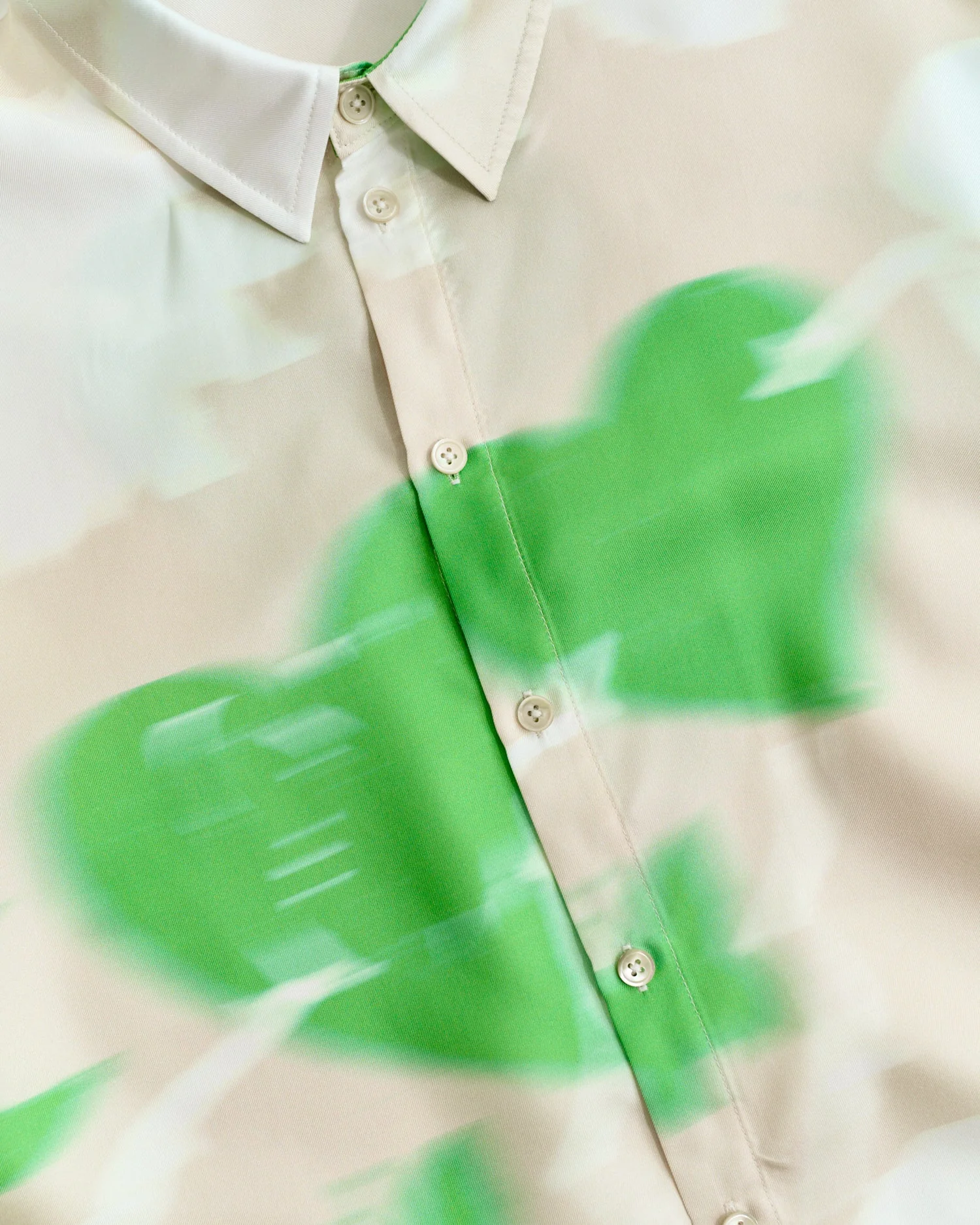 "Frida's Dream " Oversized Silk Hawaii Shirt - Green & Cream - Image 5