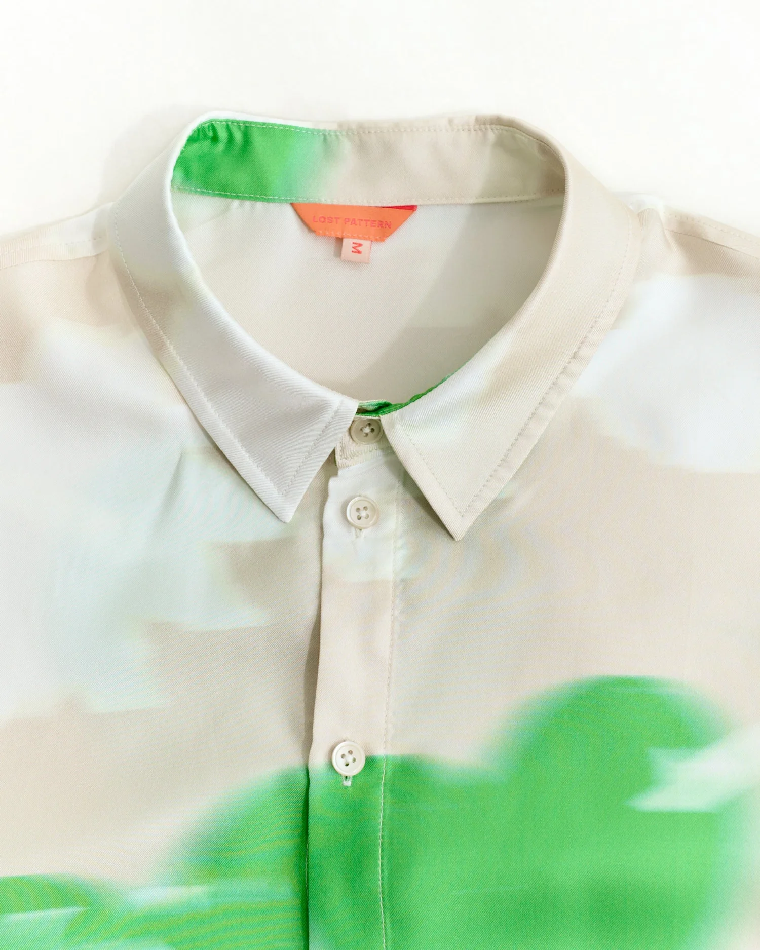 "Frida's Dream " Oversized Silk Hawaii Shirt - Green & Cream - Image 6