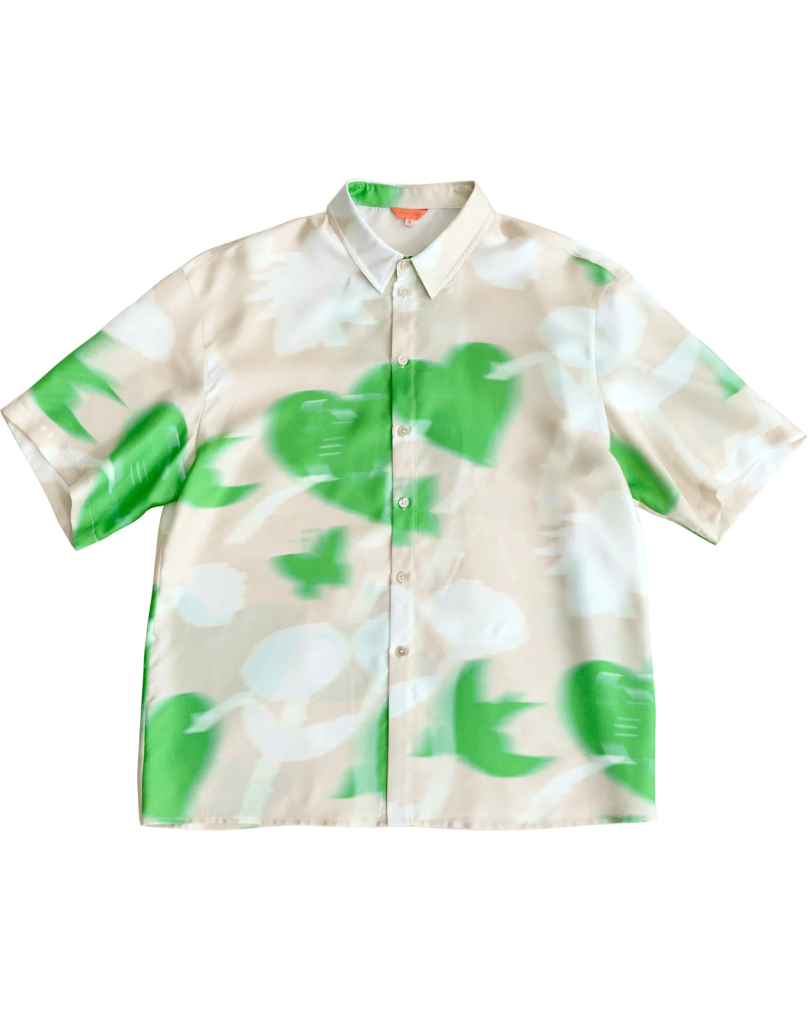 "Frida's Dream " Oversized Silk Hawaii Shirt - Green & Cream - Image 7