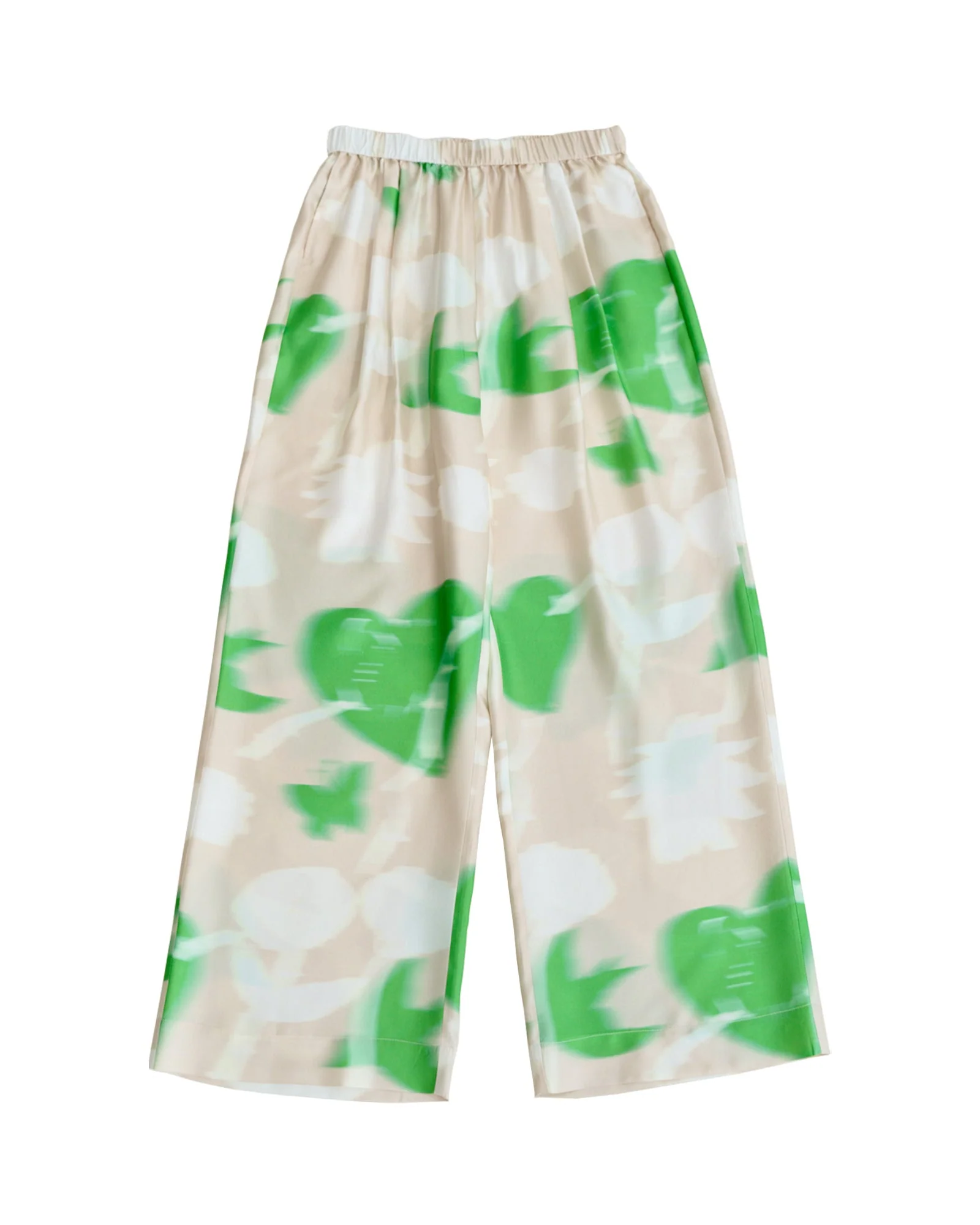 "Frida's Dream " Wide-Leg Silk Palazzo Pants - Green - Image 7