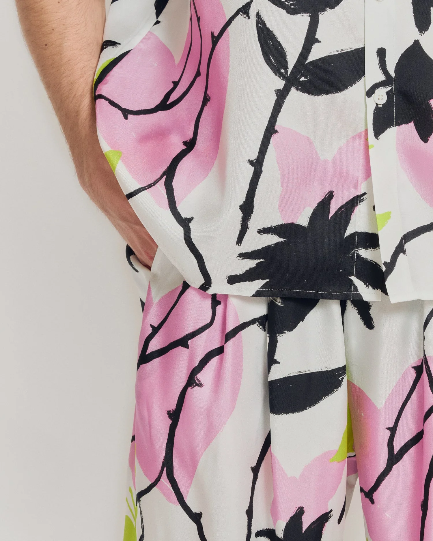 "Frida's Dream" Wide Leg Silk Palazzo Pants - Pink & Black - Image 3