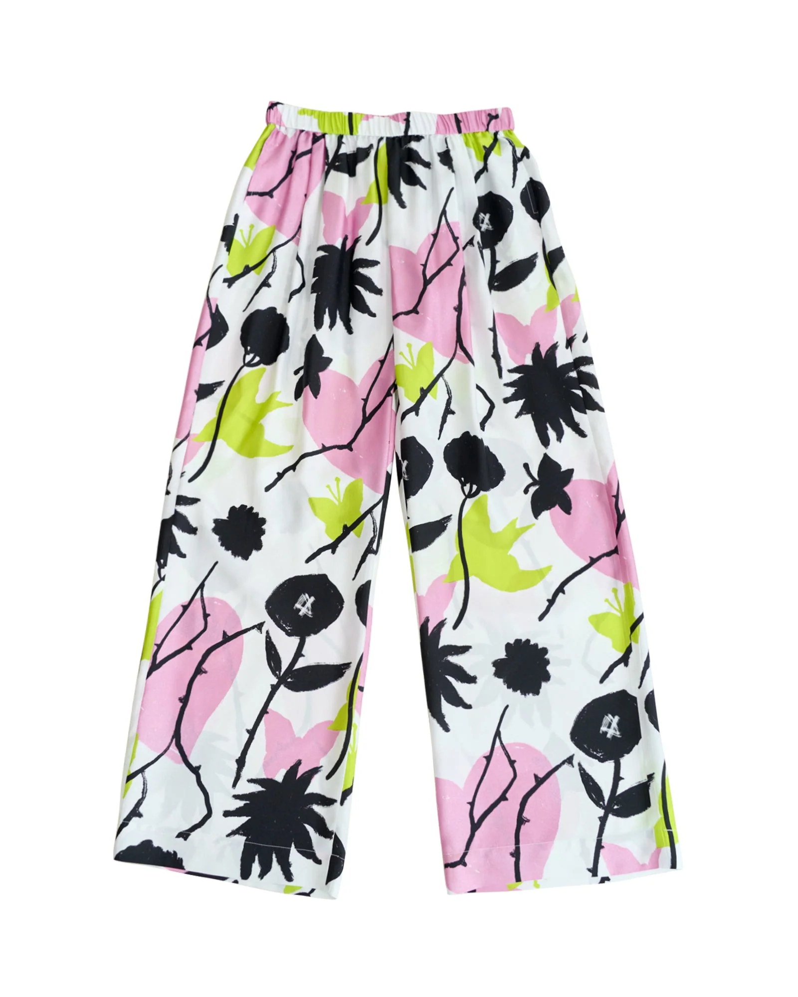 "Frida's Dream" Wide Leg Silk Palazzo Pants - Pink & Black - Image 8