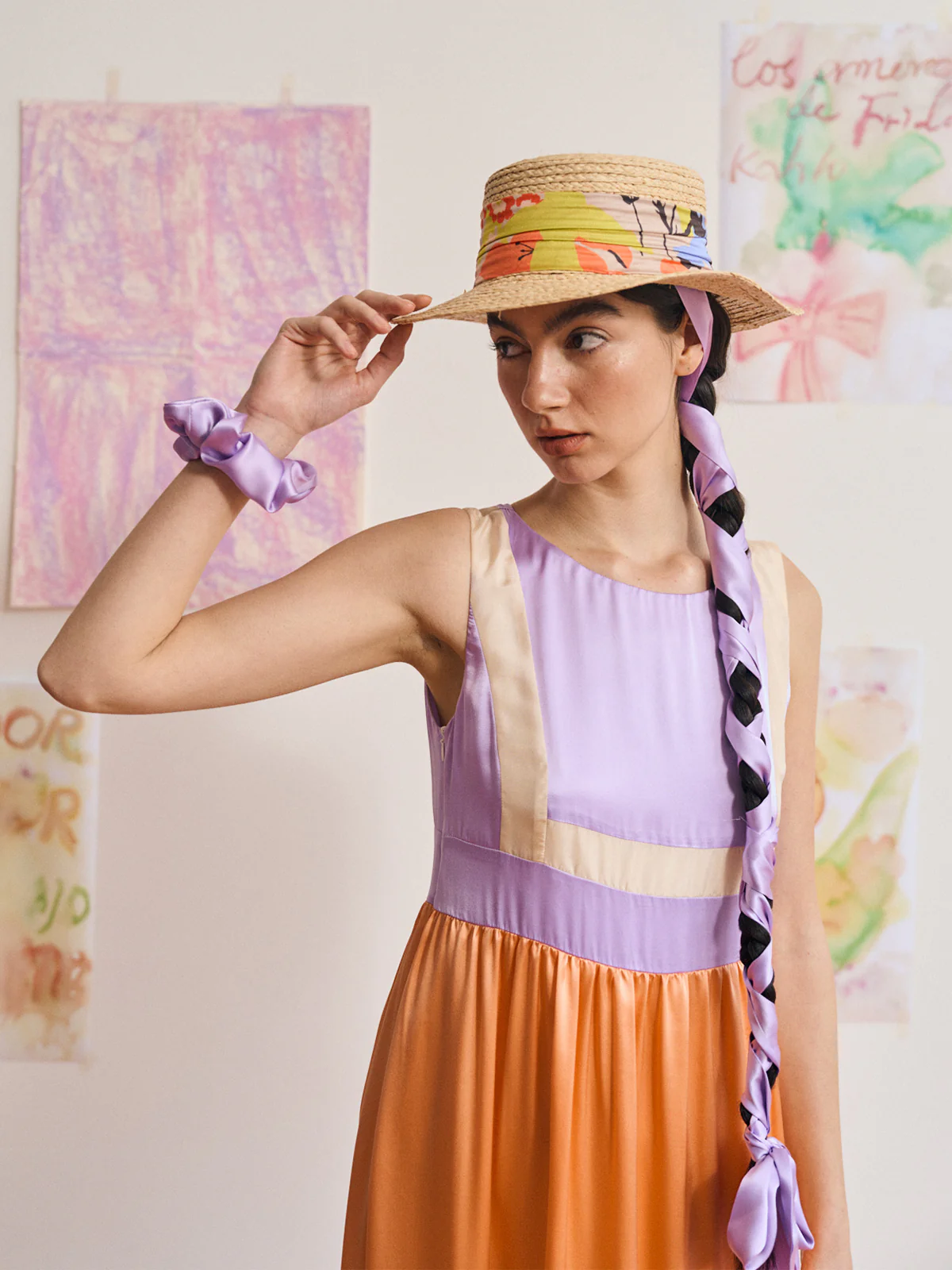 "Frida's Garden" Straw Hat with Ribbon Band - Pastel - Image 7