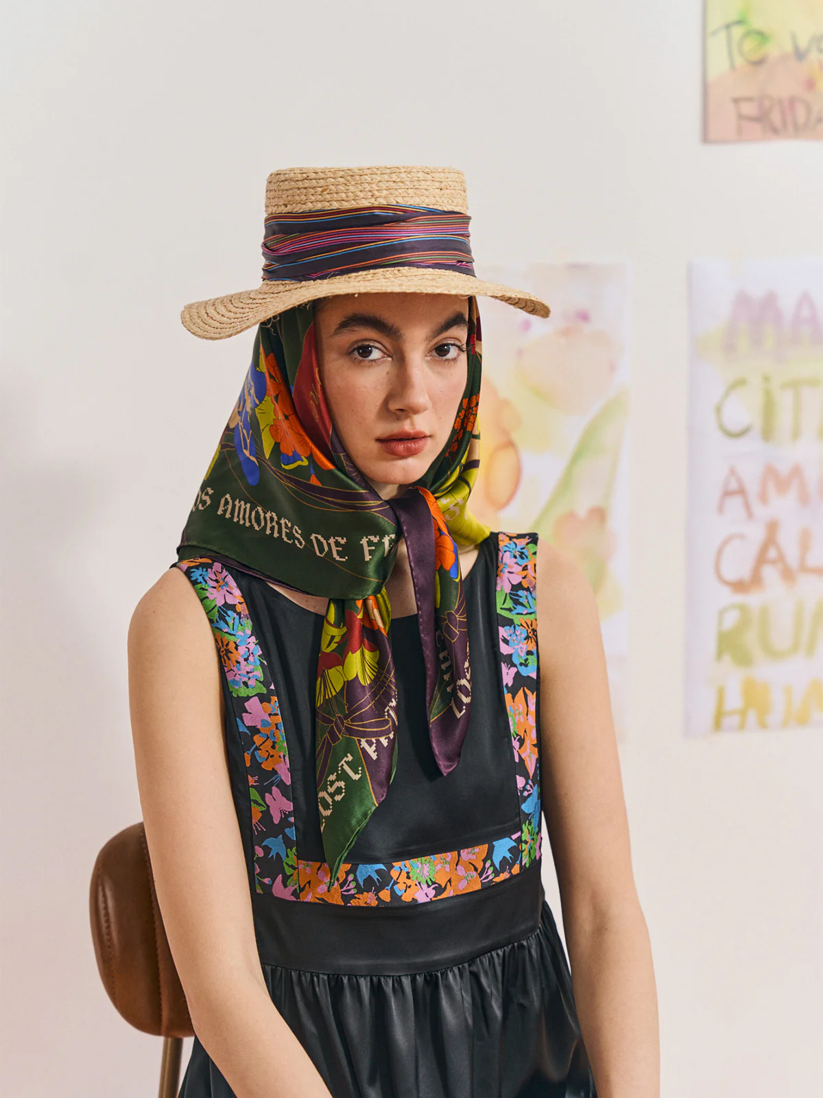 "Frida's Garden" Straw Hat with Ribbon Band - Purple - Image 4