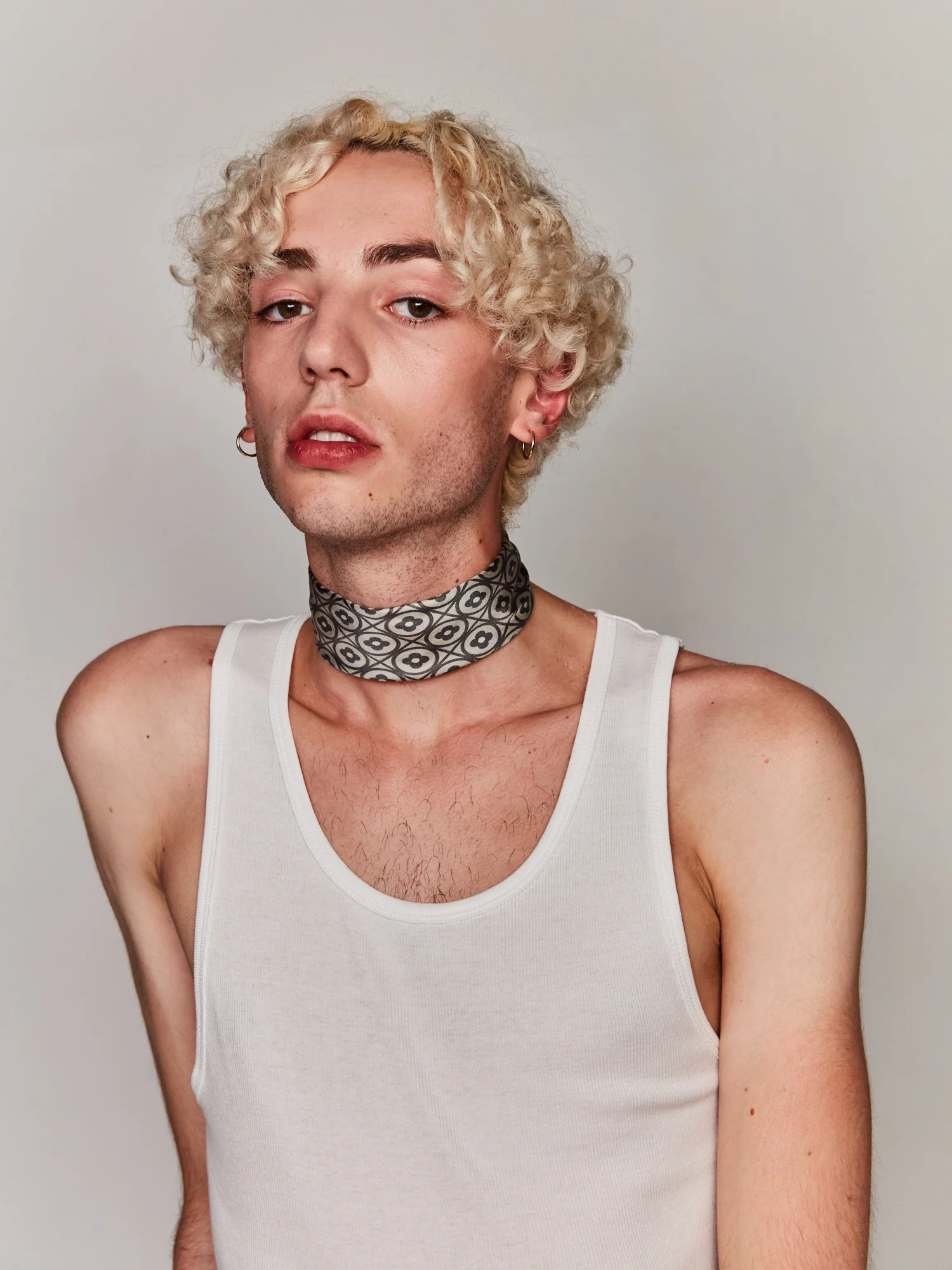 "Geometric Blooms" Silk Bandana Scarf - Image 4