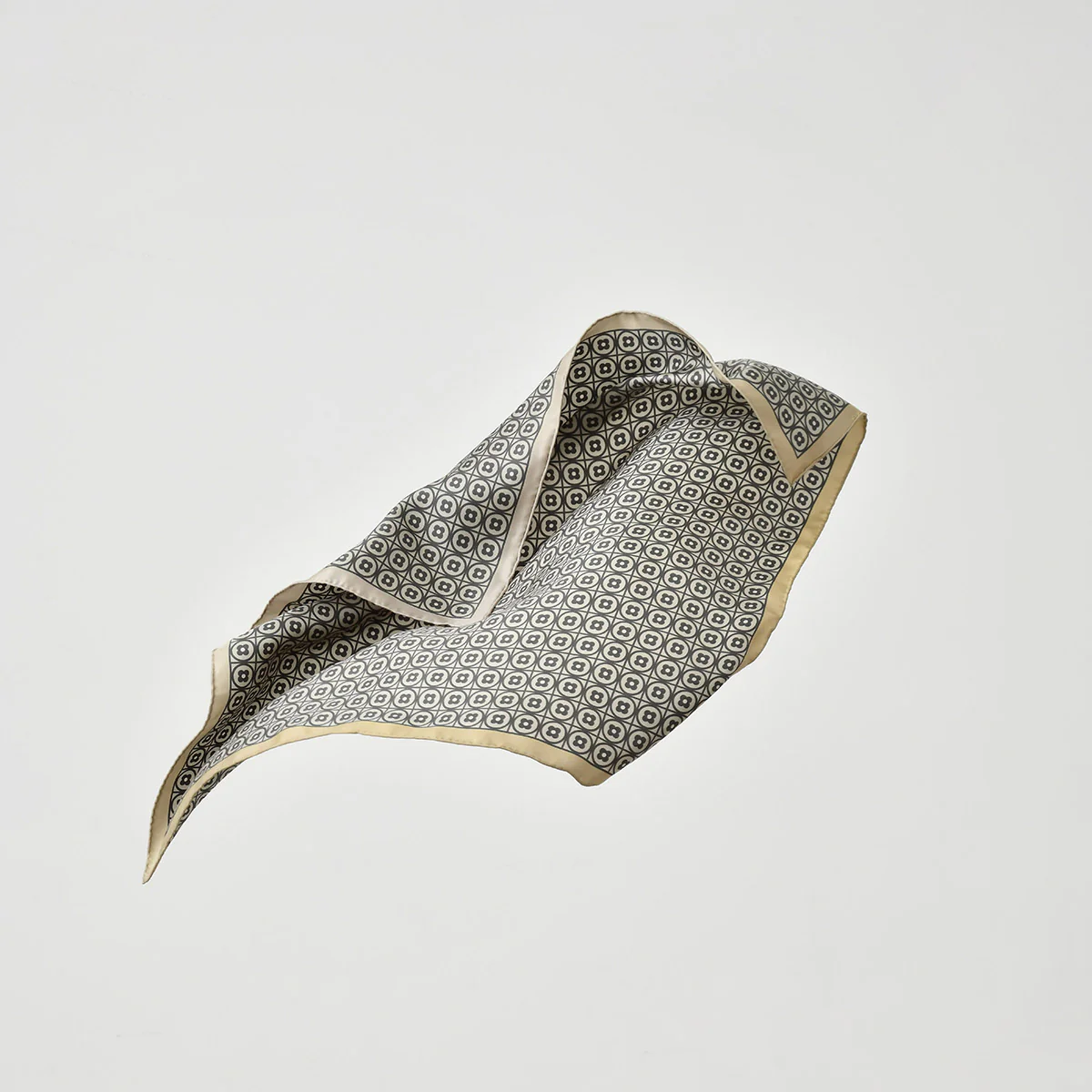 "Geometric Blooms" Silk Bandana Scarf - Image 5