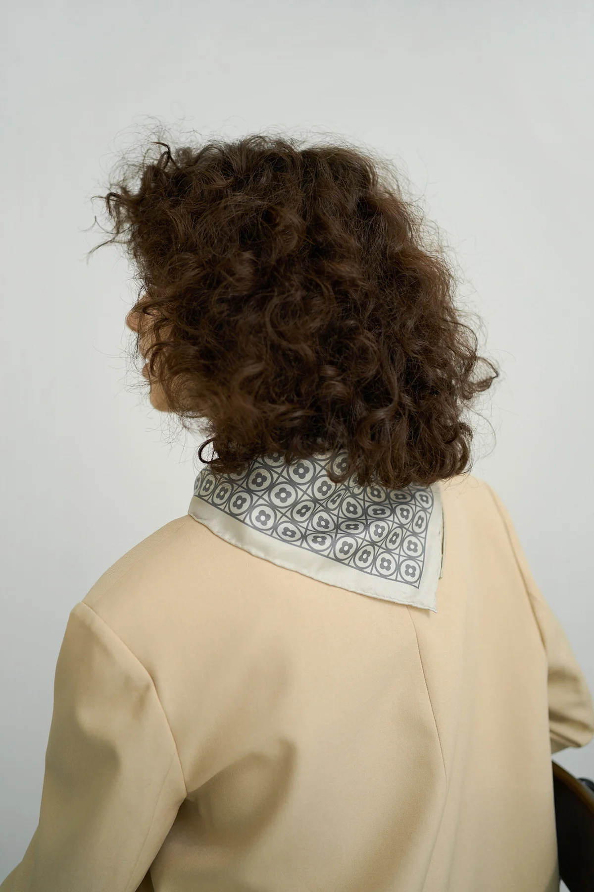 "Geometric Blooms" Silk Bandana Scarf - Image 7