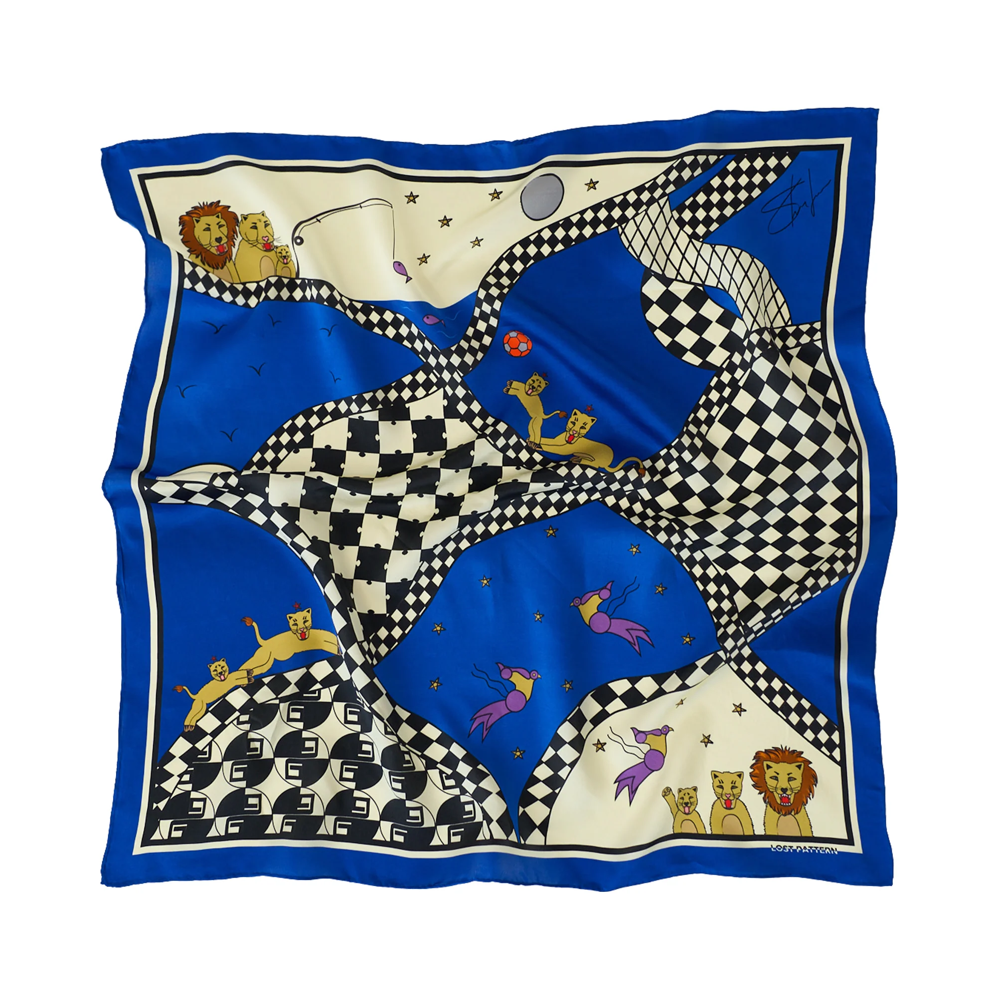 "Journey" Silk Scarf by SHANTALL LACAYO - Electric Blue - Image 11