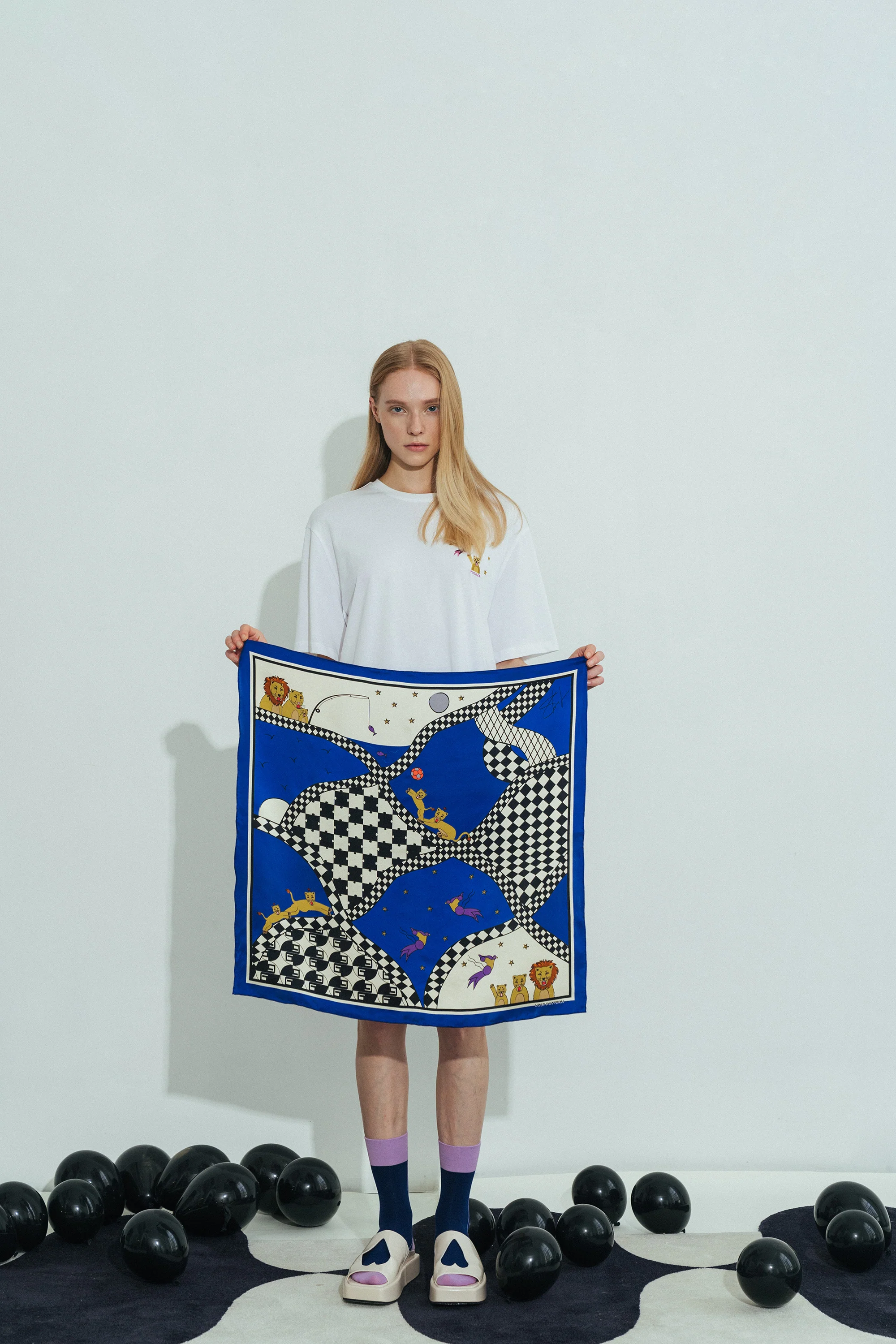 "Journey" Silk Scarf by SHANTALL LACAYO - Electric Blue - Image 4