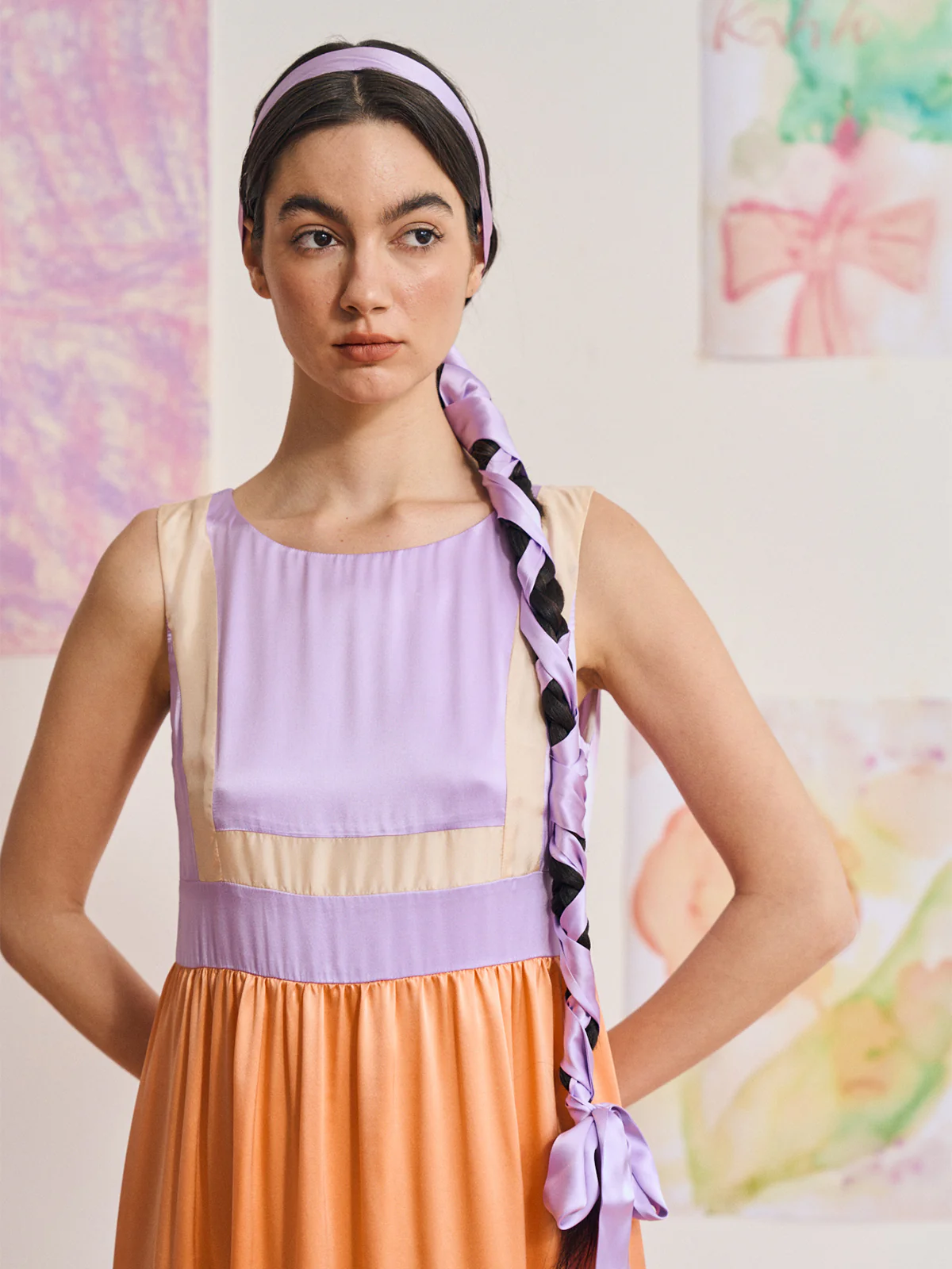 "La Collectionneuse" Silk Ribbon Scarf - Purple - Image 5