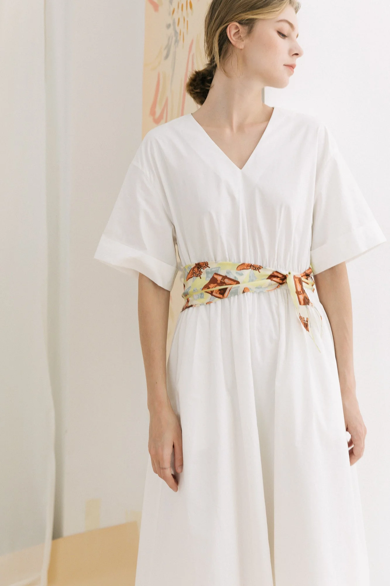 "Lady Butterfly" Silk Diamond Neckerchief - Lime - Image 3