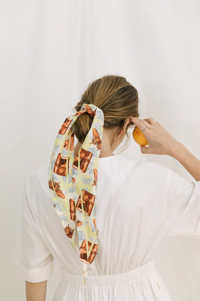 "Lady Butterfly" Silk Diamond Neckerchief - Lime - Image 5