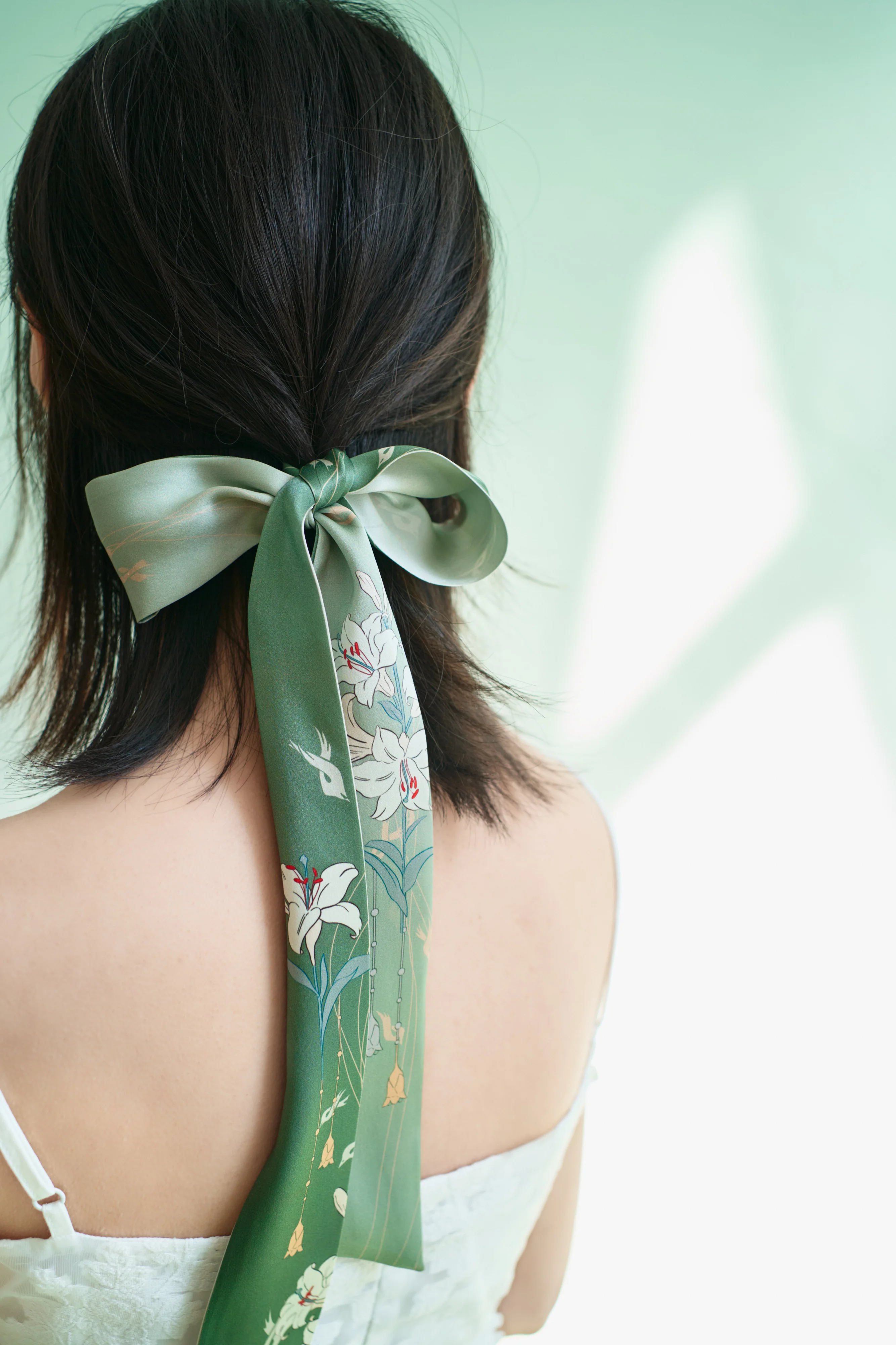 "Lily" Silk Skinny Scarf - Image 3