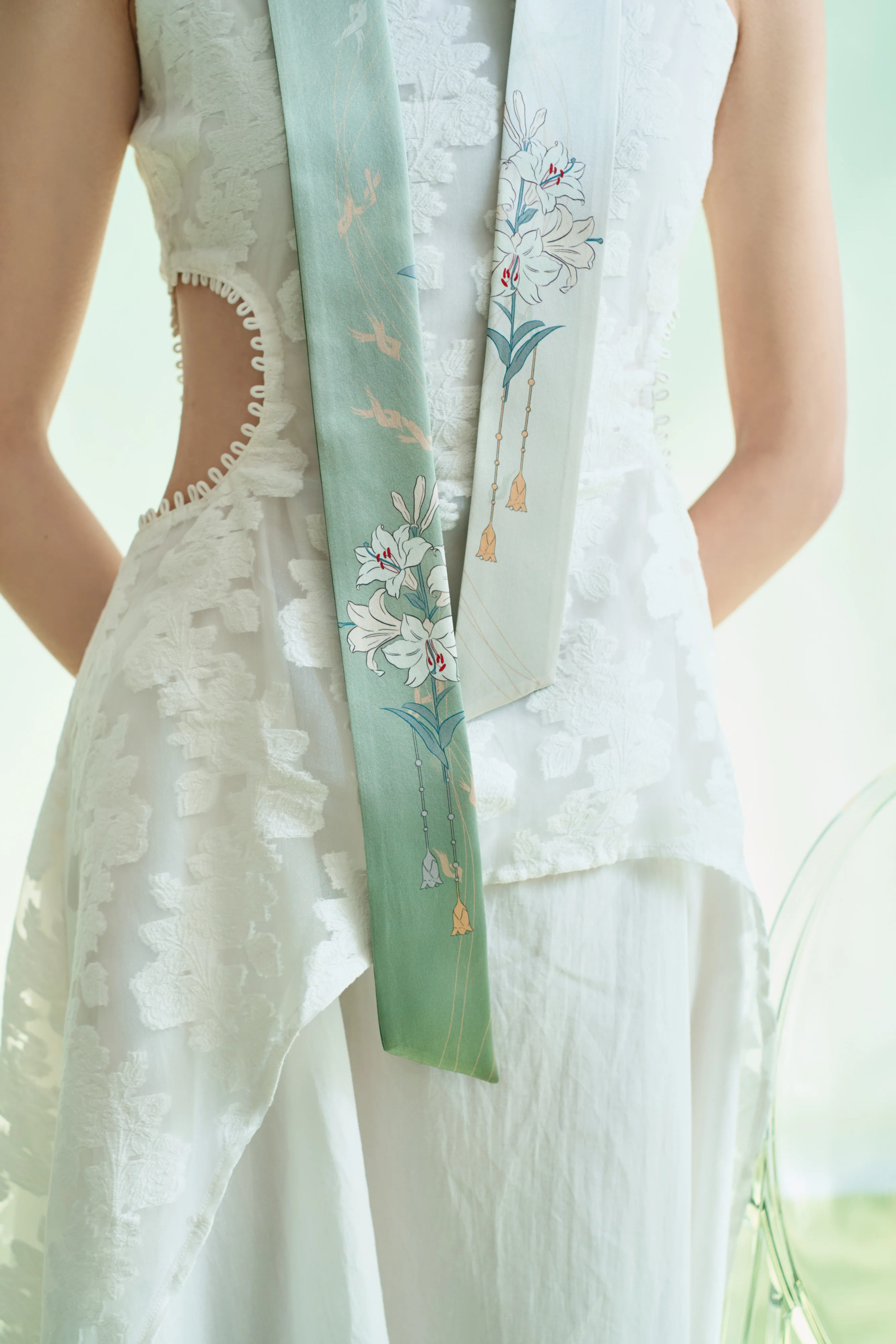 "Lily" Silk Skinny Scarf - Image 4