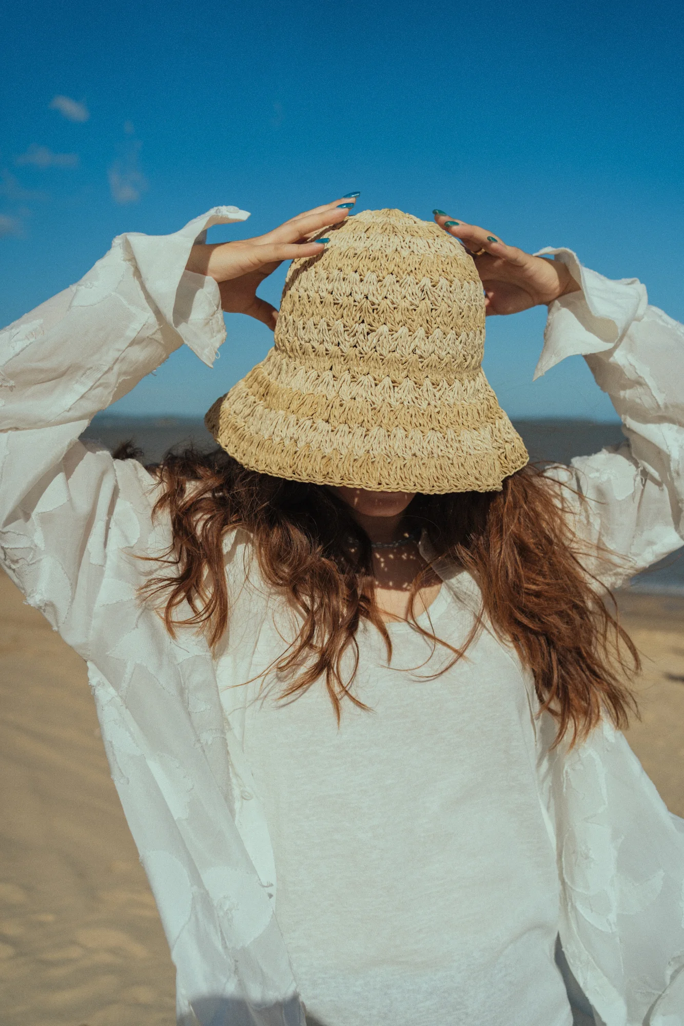 "Linea" Packable Straw Hat - Khaki - Image 6