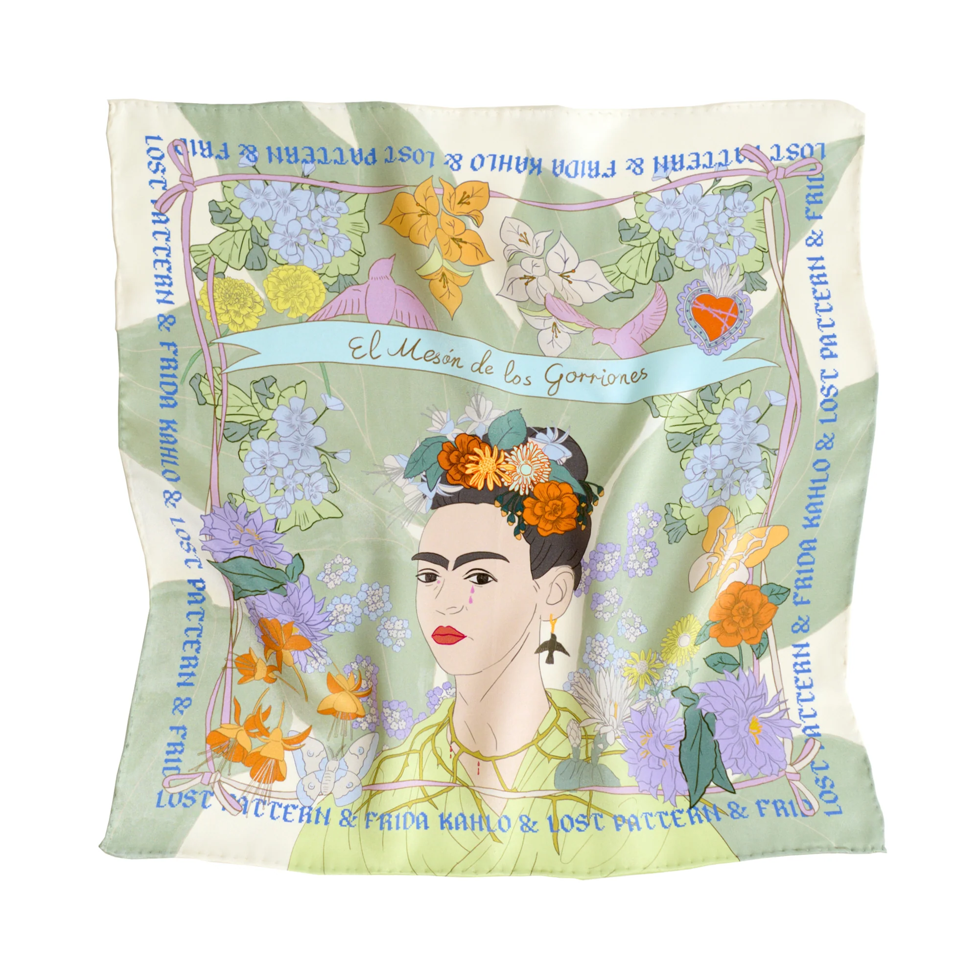 "Los Amores de Frida" Silk Pocket Square - Pastel - Image 3