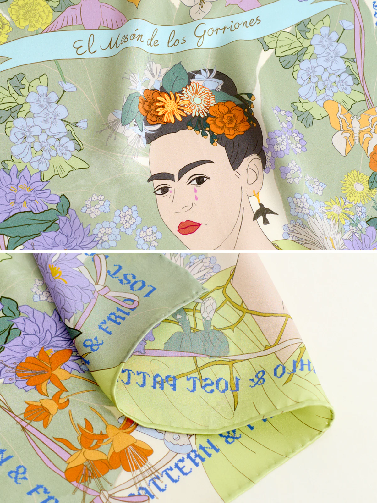 "Los Amores de Frida" Silk Pocket Square - Pastel - Image 6